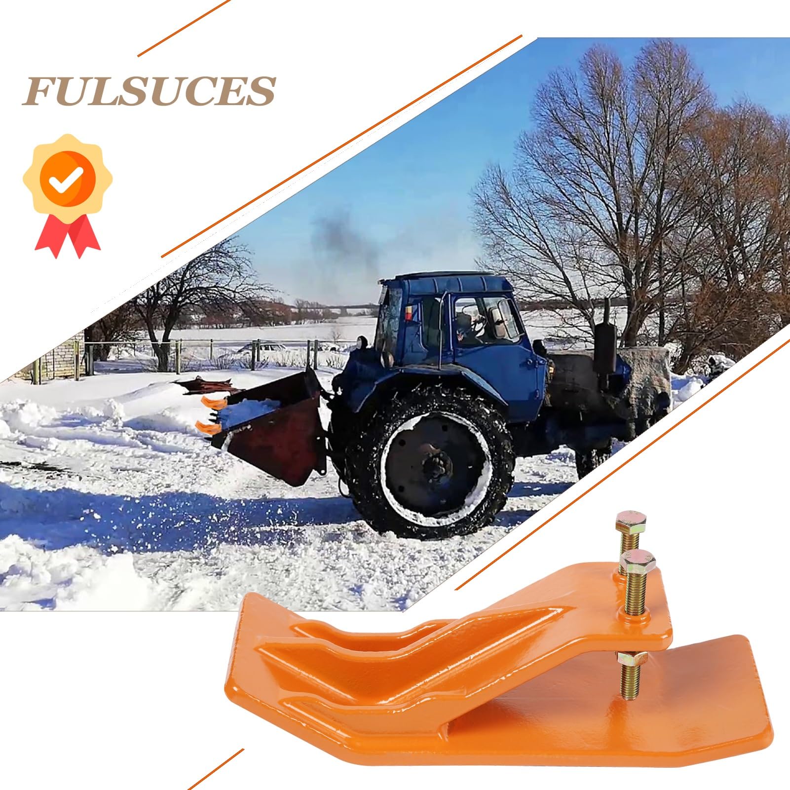 2PCS Tractor Bucket Attachments with Edge Protector & Brush - for Snow Removal & Gravel Spreading