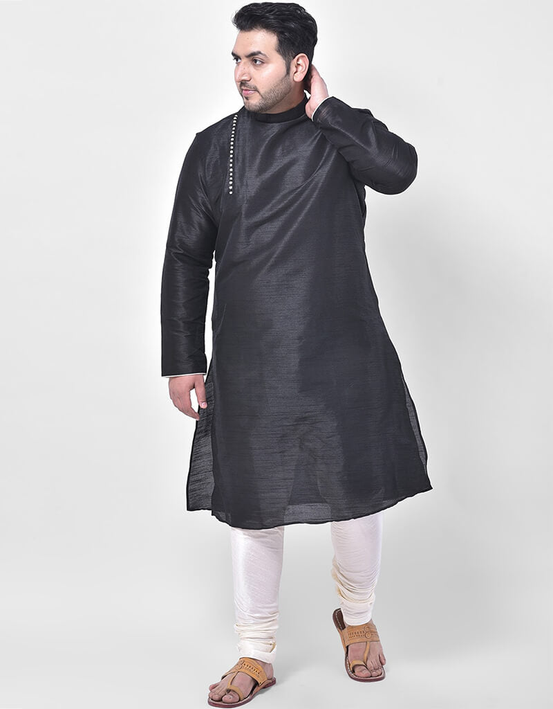 Black Kurta Dhupion Silk Chudidaar - Elegant Indian Traditional Outfit for Women | Perfect for Festivals, Weddings & Special Occasions