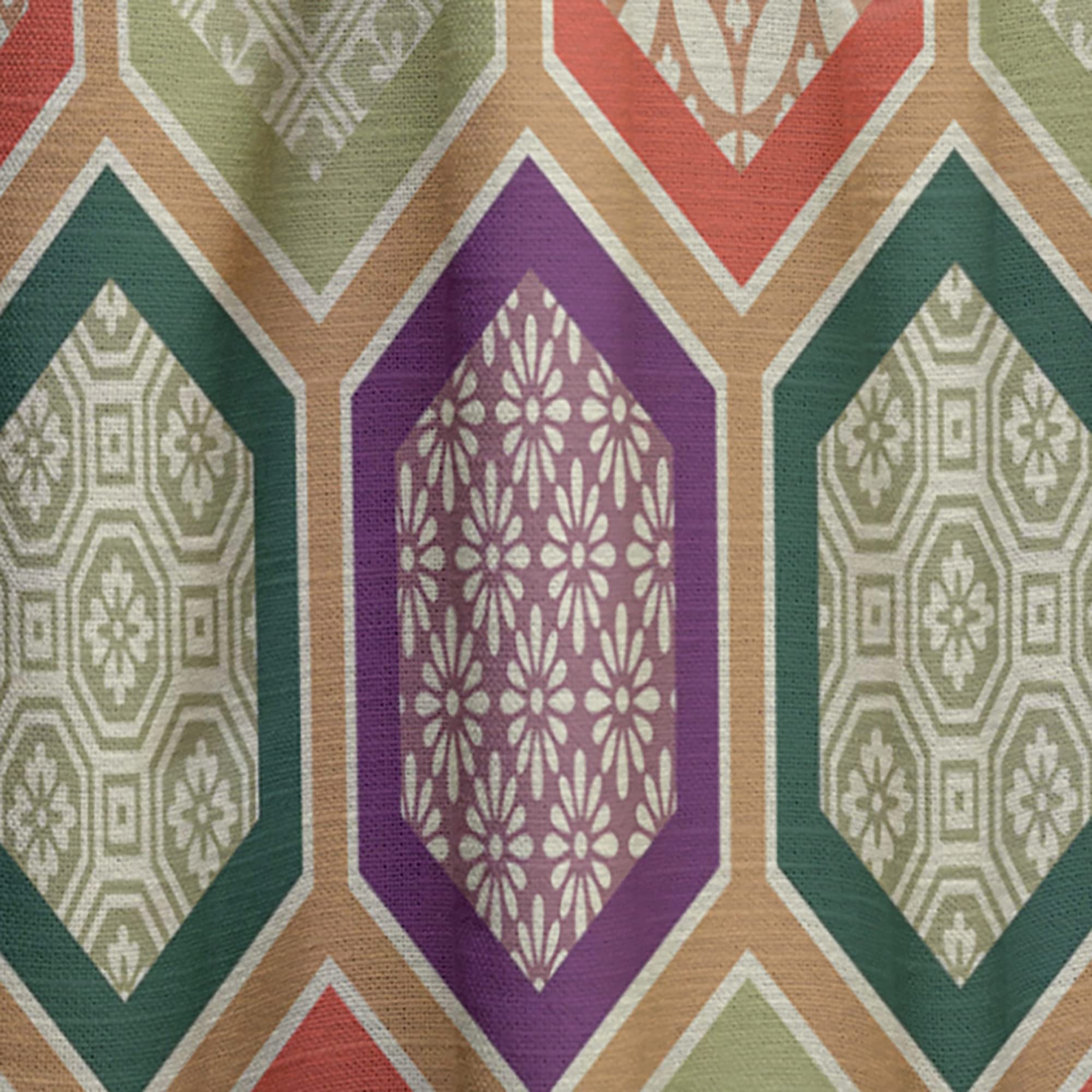 DesignQ Traditional Japanese Pattern Thermal Insulated Curtains - Single Panel 52x63 - Elegant Window Drapes for Bedroom & Living Room | Perfect for Home Decor, Privacy & Temperature Control