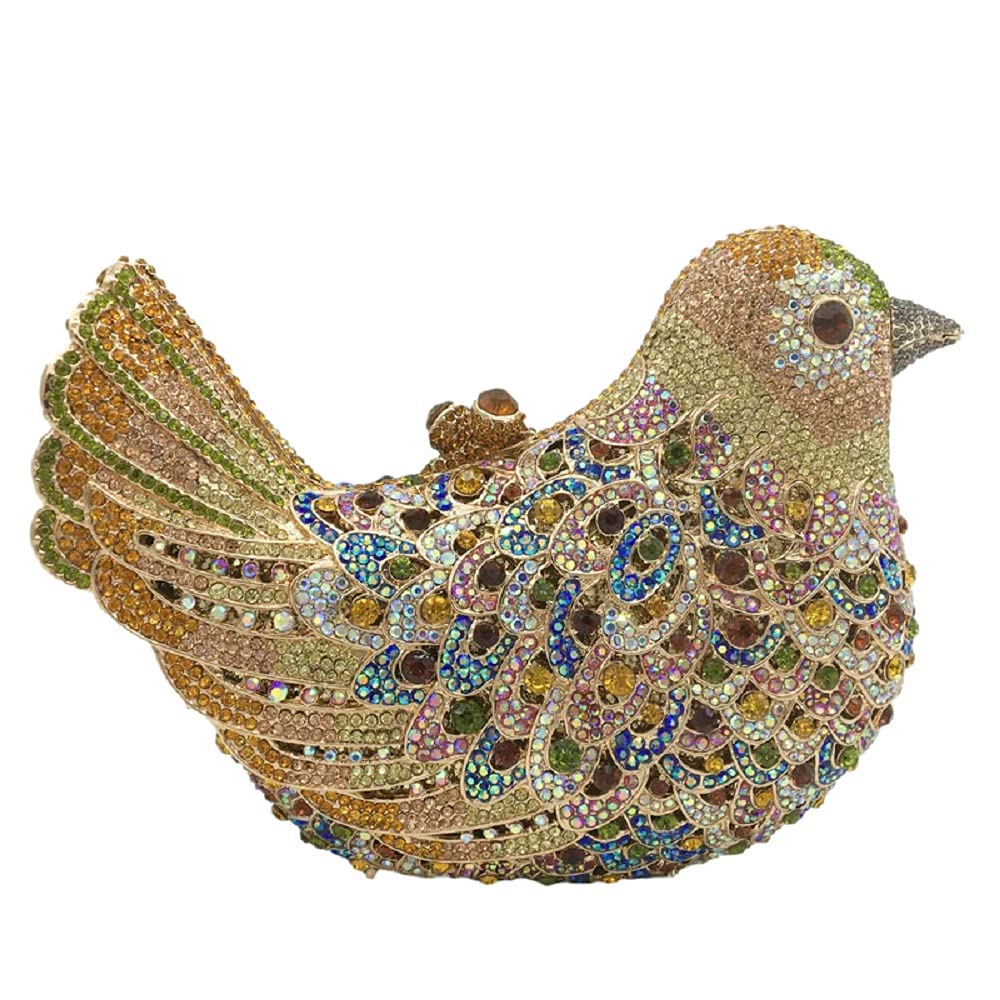 FGG Crystal Rhinestone Bird Clutch Bag for Women - Elegant Wedding Evening Purse, Party Handbag with Pigeon Design | Perfect for Prom, Cocktail Events & Special Occasions