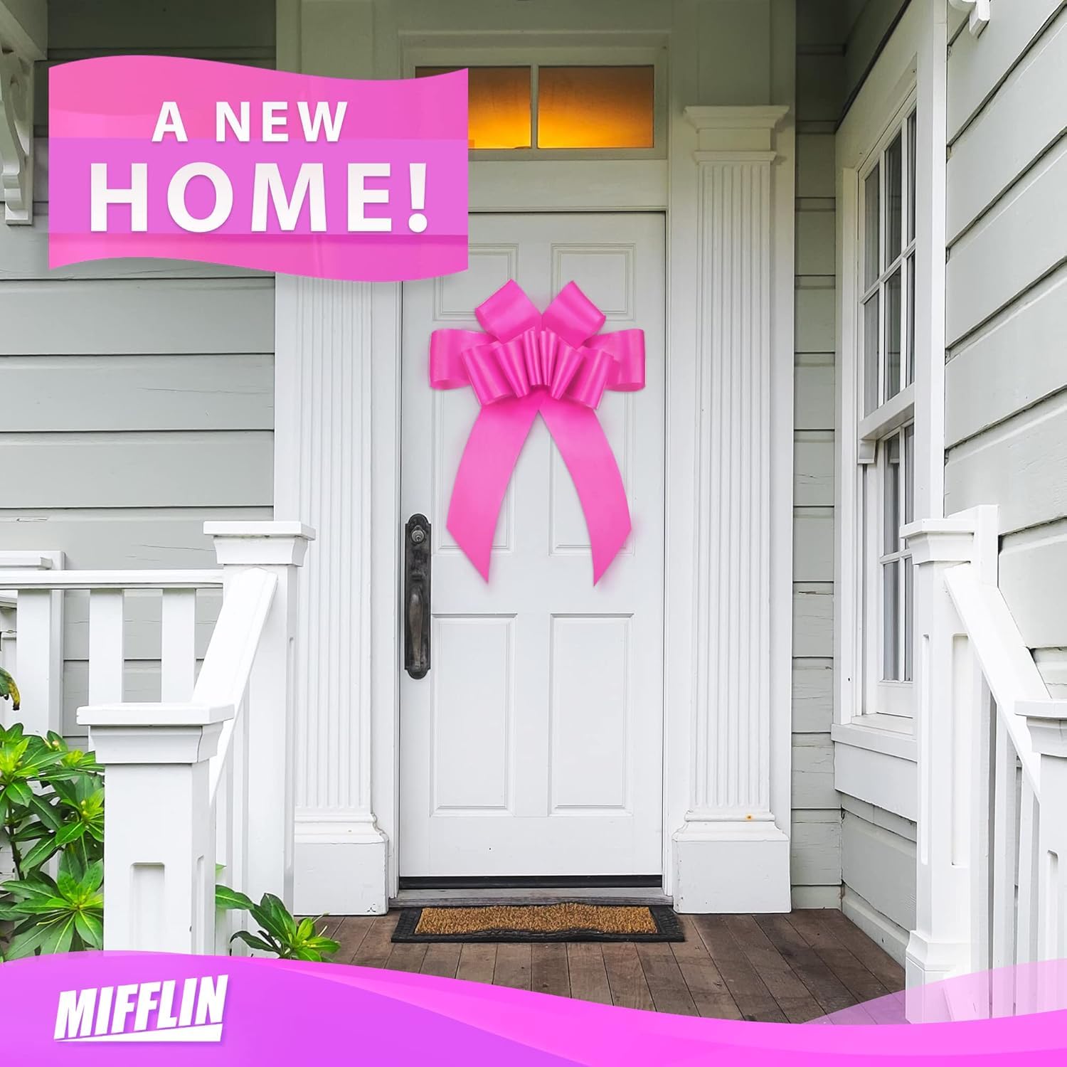 MIFFLIN-USA 30-inch Glossy Pink Butterfly Car Bow - Giant Decorative Gift Bow for Birthday, Christmas, Baby Showers & Gender Reveals - Perfect for Car Decorations, Present Wrapping & Party Decor
