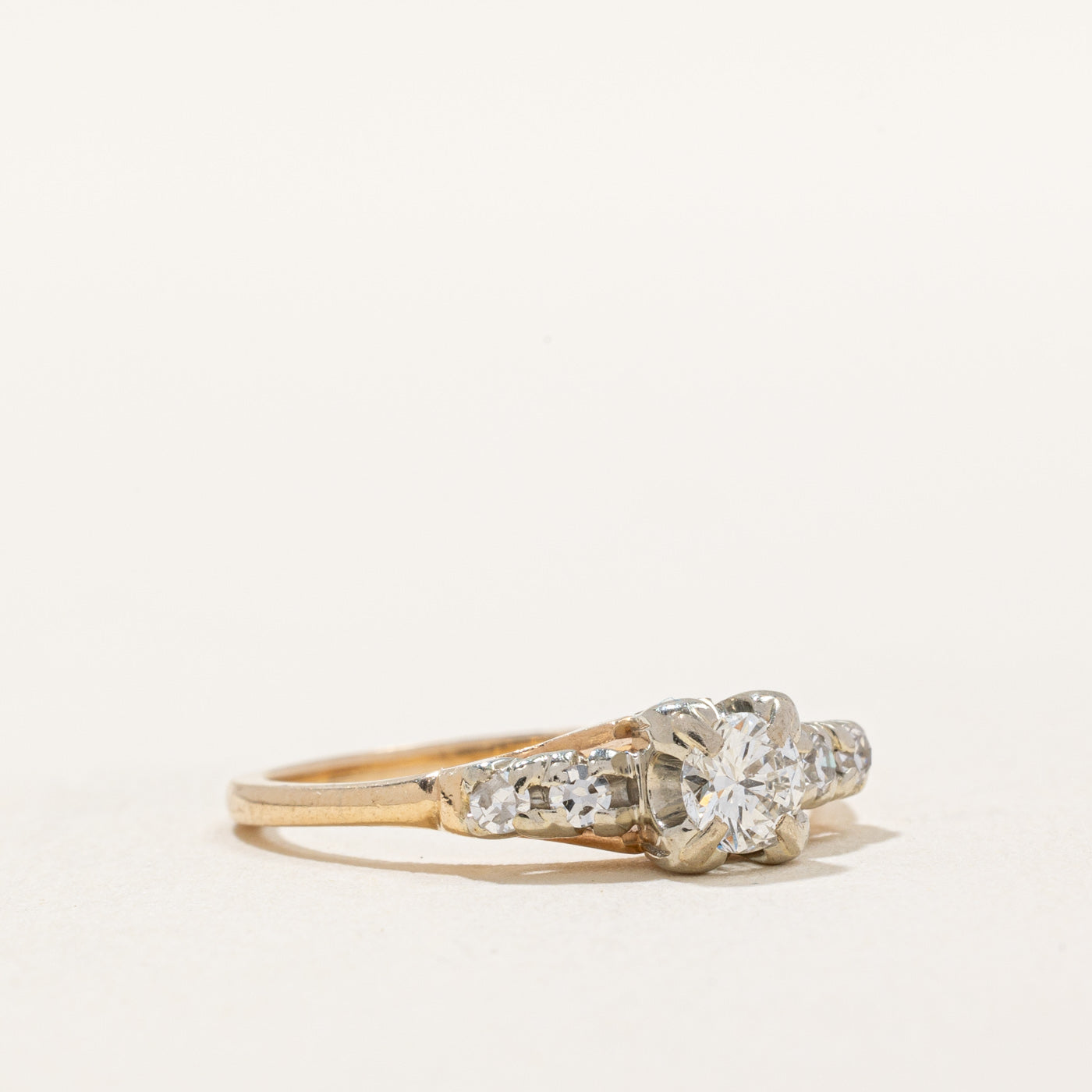 Vintage Diamond Ring - 0.27 Carat Total Weight (CTW) | Size 5 | 14K White Gold Engagement Wedding Band | Perfect for Proposals, Anniversaries & Special Occasions
