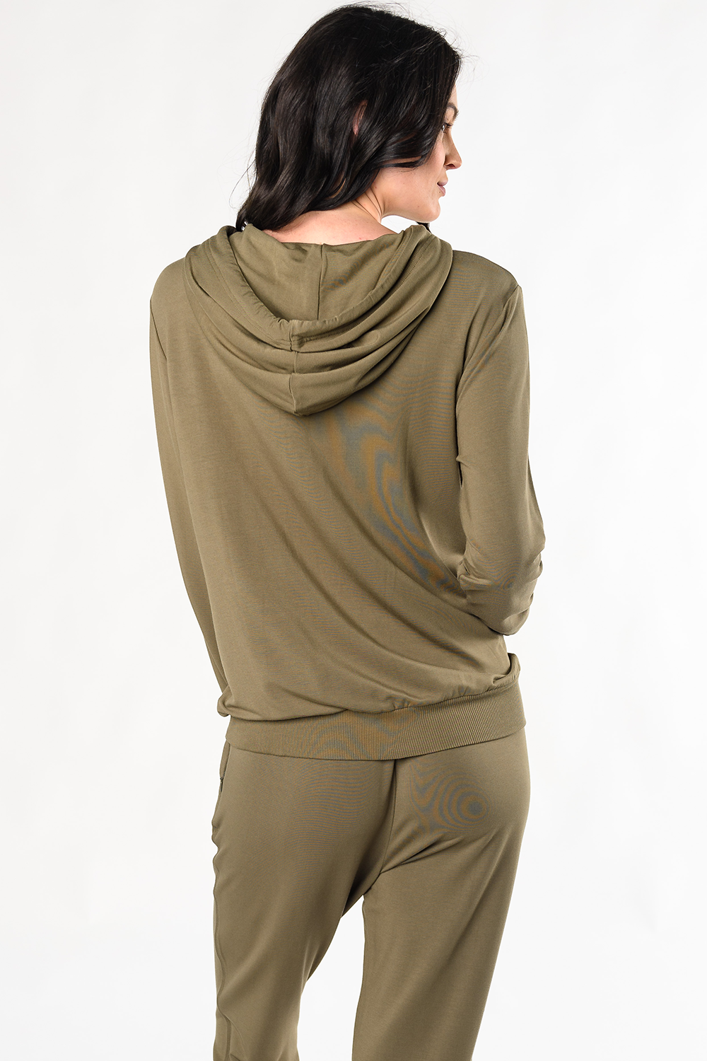 Ashley Bamboo Zipped Hoodie for Women - Soft Moss Green Pullover Jacket for Casual Wear & Outdoor Activities