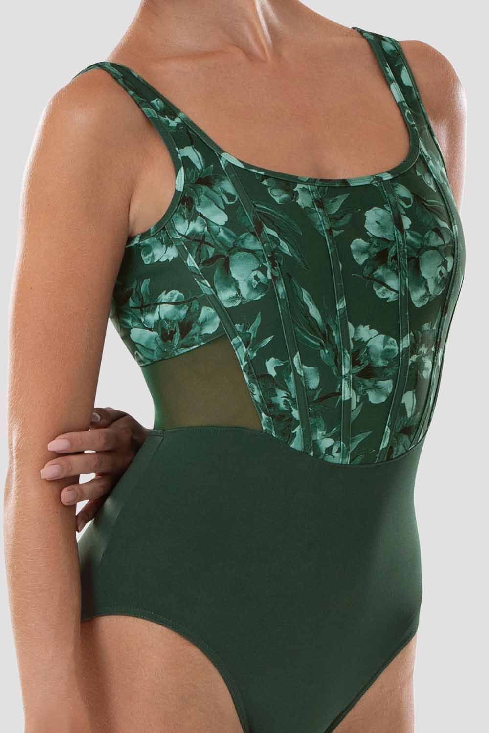 Women's Floral Print Tank Leotard - Stretchy Dancewear for Ballet, Yoga & Gymnastics - Perfect for Performances, Workouts & Dance Classes