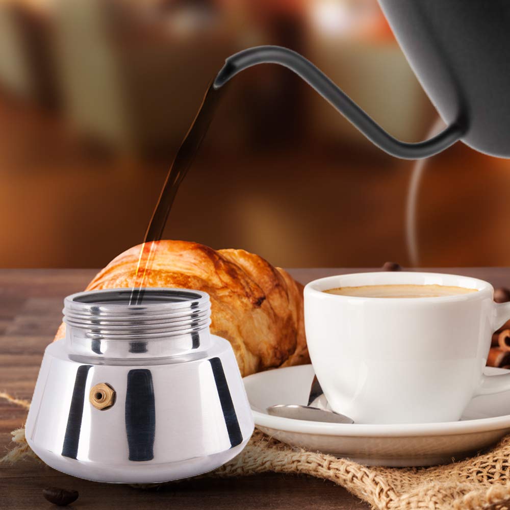Premium Stainless Steel Stovetop Espresso Maker - 6 Oz Moka Pot for Cuban & Italian Coffee | Induction Compatible, PBA-Free Greca Coffee Maker (4 Espresso Cups, Silver) | Perfect for Home Brewing, Camping & Gifts