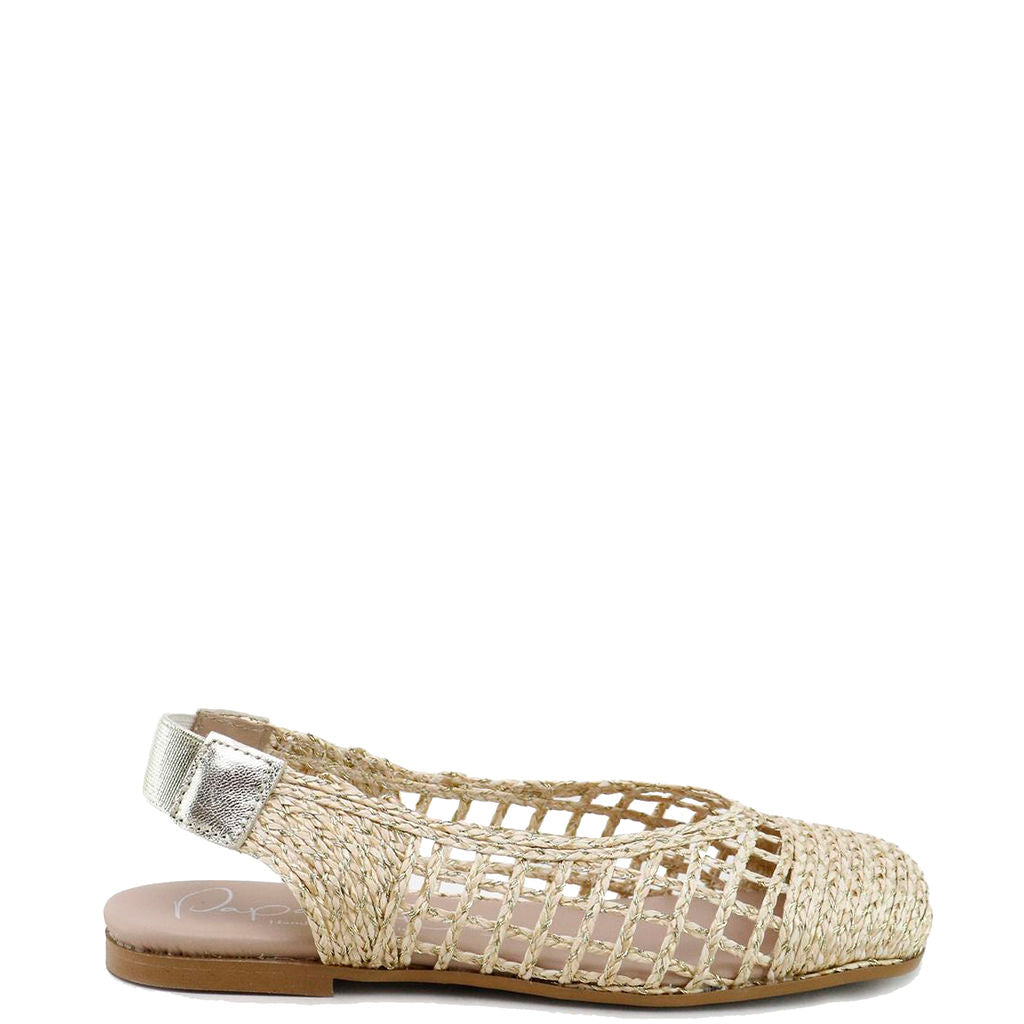 Gold Basketweave Square Toe Mule Slides - Women's Comfortable House Slippers for Indoor/Outdoor Wear - Perfect for Home, Office, and Relaxation