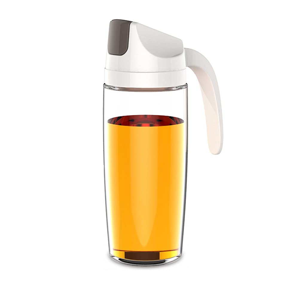 YITAQI 600ML Leakproof Olive Oil Dispenser Bottle with Auto Cap - Kitchen Condiment Container for Cooking, Grilling & Salad Dressing (White)