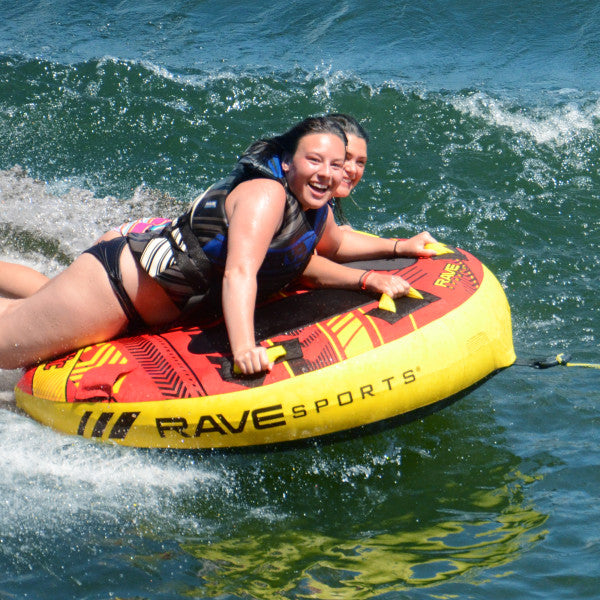 Rave Sports Frantic 2.0 Towable Tube - 2 Person Inflatable Water Tube for Lake & Ocean Fun - Perfect for Summer Boating & Beach Activities