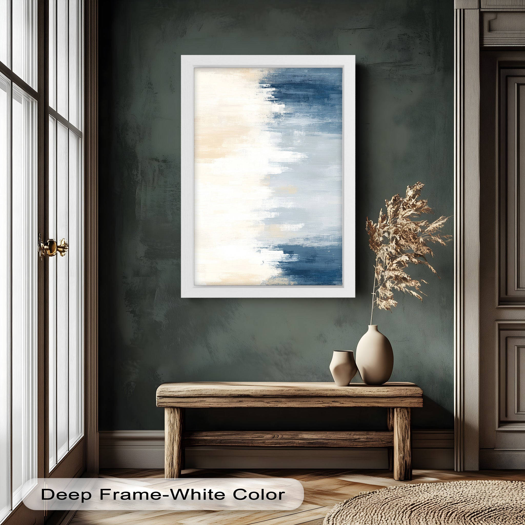 Coastal Drift - Tranquil Blue and Sand Abstract Oil Painting on Canvas | Handmade Wall Art for Living Room, Bedroom & Office Decor | Beach Themed Home Accent
