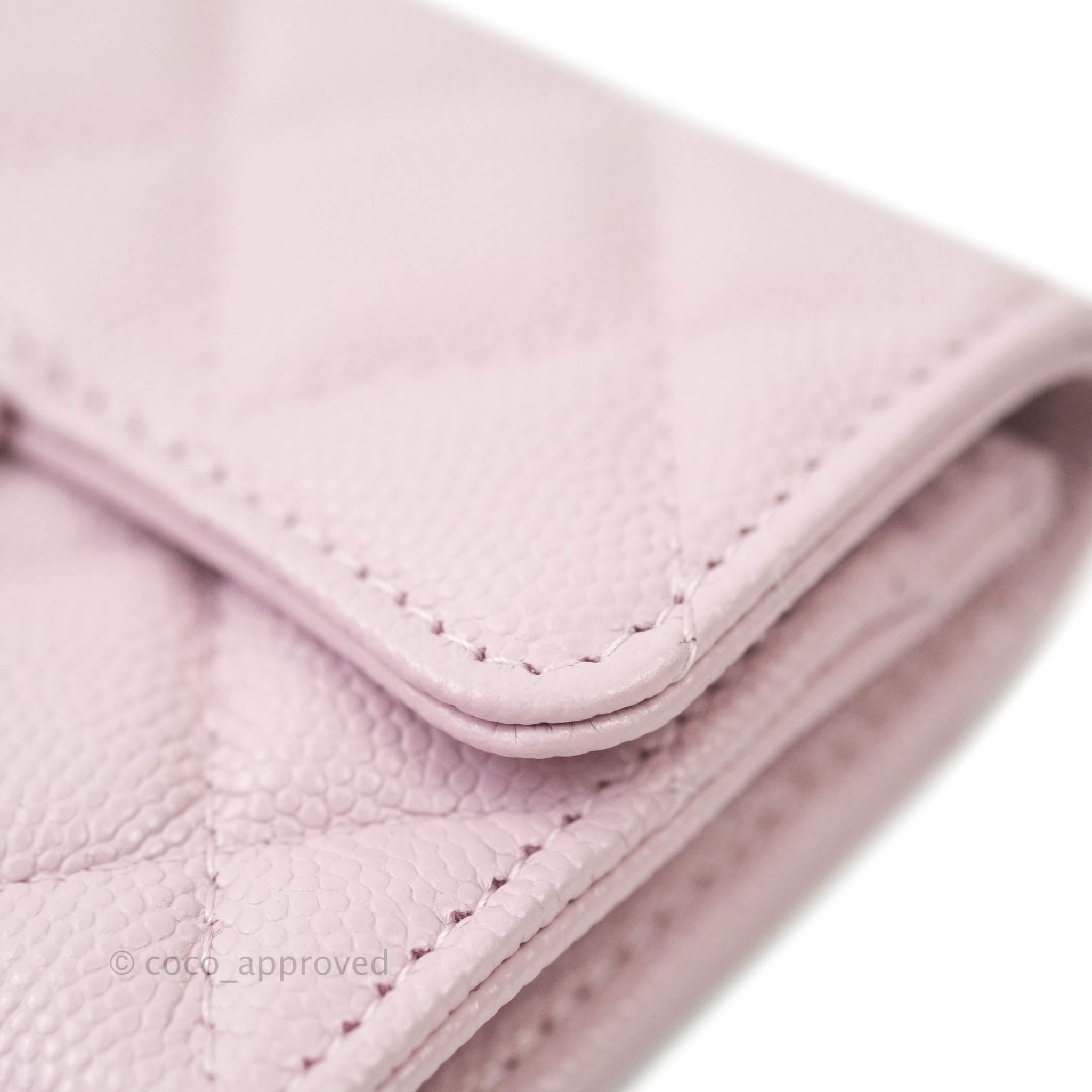 Chanel Caviar Quilted Flap Card Wallet in Lilac Rose Clair with Gold Hardware | 21S Collection | Perfect for Everyday Use & Luxury Gift Giving