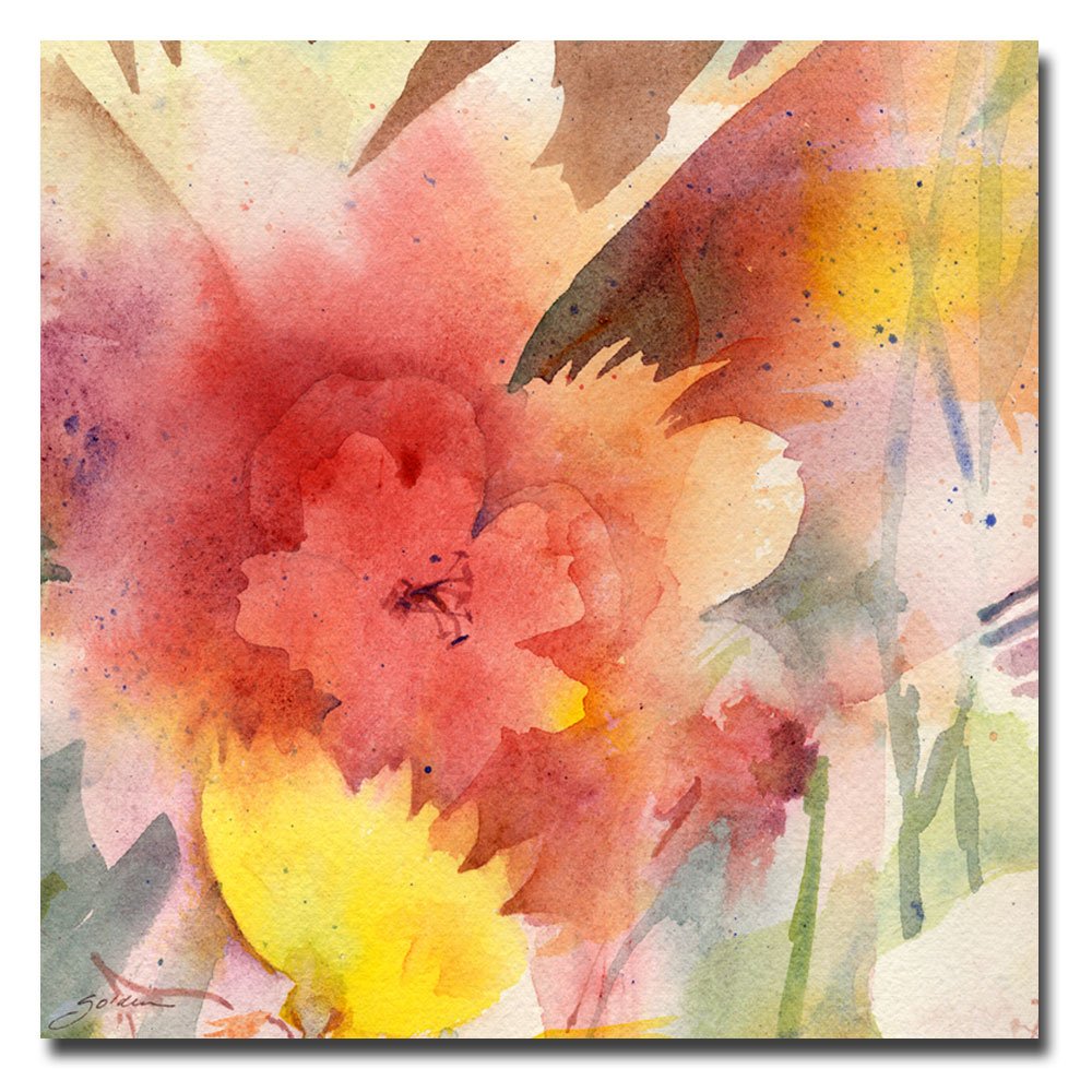 Hibiscus Shadow by Sheila Gold Ornate Frame - 35x35 Inches Canvas Wall Art for Living Room, Bedroom & Office Decor