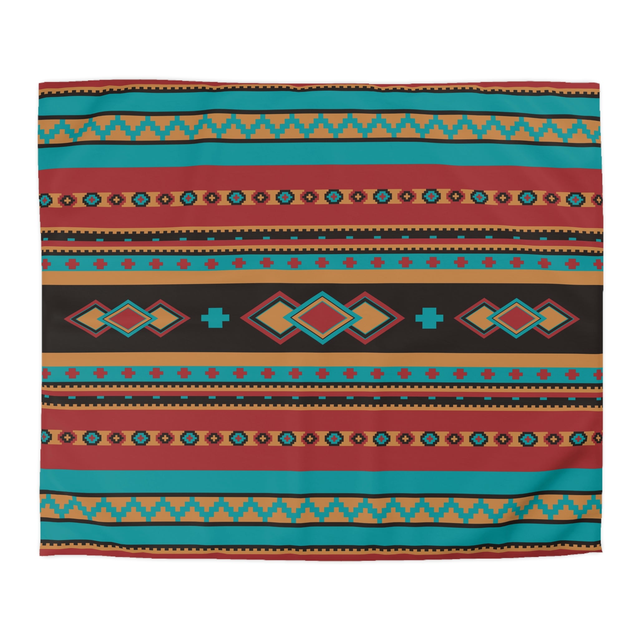 Southwestern Microfiber Duvet Cover - Desert Jewel Pattern Rustic Bedding Set for Queen/King Size - Soft Breathable Bedroom Decor for Cozy Cabin, Farmhouse or Boho Chic Home