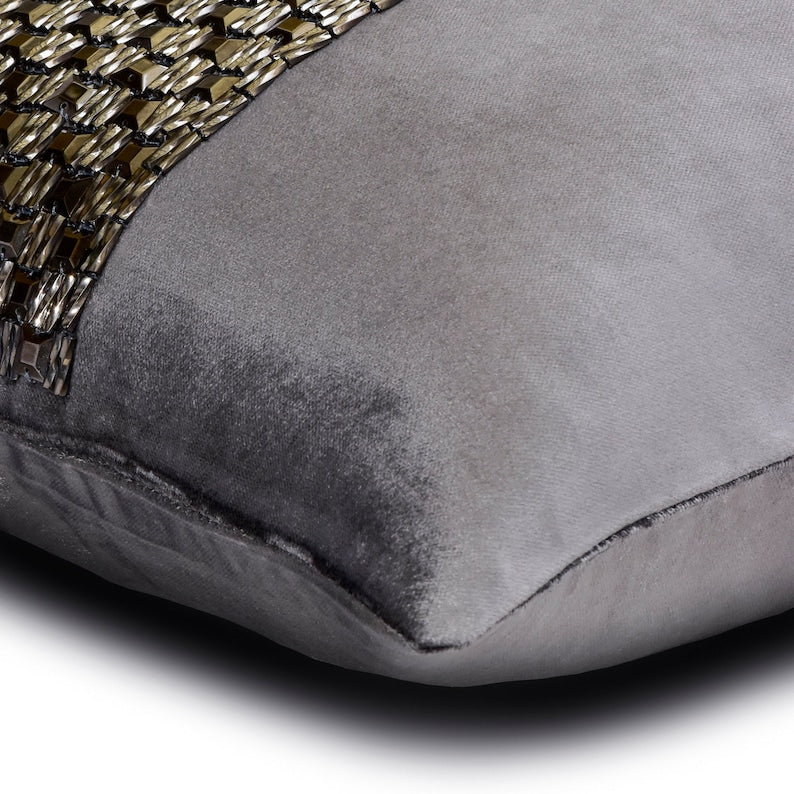 Argentine Soot Grey Velvet Throw Pillow Cover - Soft & Luxurious Decorative Cushion Cover for Sofa, Bed, and Living Room Decor