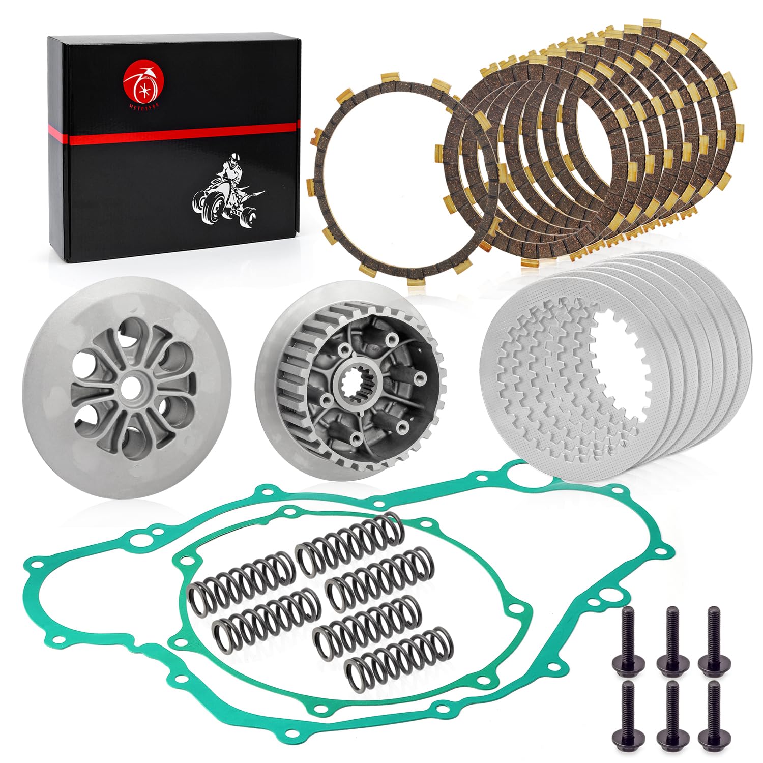 Yamaha YFZ450 Clutch Kit with Center Inner Hub & Outer Pressure Plate - Compatible with 2006-2013 Models (5TG-16351-00-00, 5TA-16371-20-00) - Perfect for Off-Road Racing & ATV Maintenance