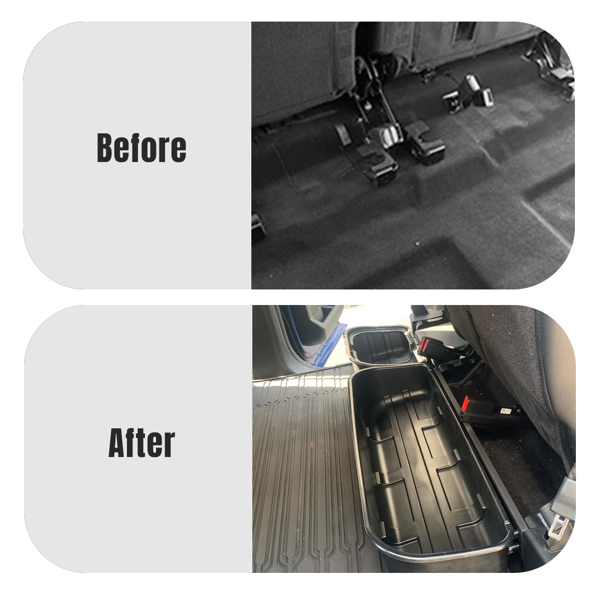 Louiedf Under-Seat Storage Box for Ford Raptor F150 2015-2024 | Black 2-in-1 Adjustable Truck Seat Tool Box Organizer | Perfect for Car Accessories, Camping Gear & Work Tools Storage
