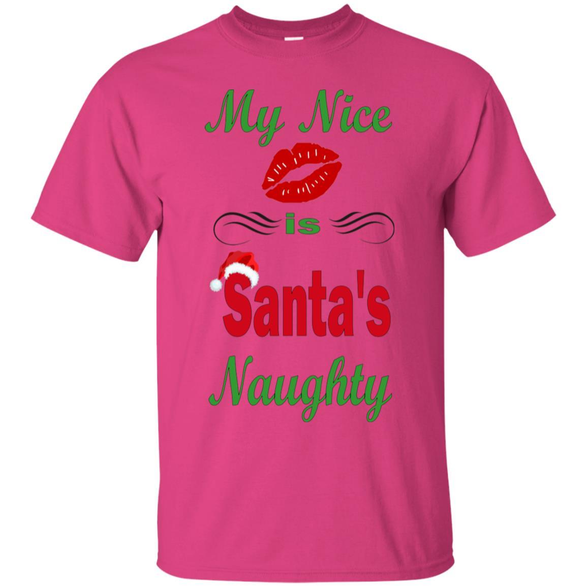 WineyBitches.co My Nice Is Santa's Naughty Ultra Soft Cotton T-Shirt - Funny Christmas Party Outfit, Holiday Gift for Women, Casual Wear