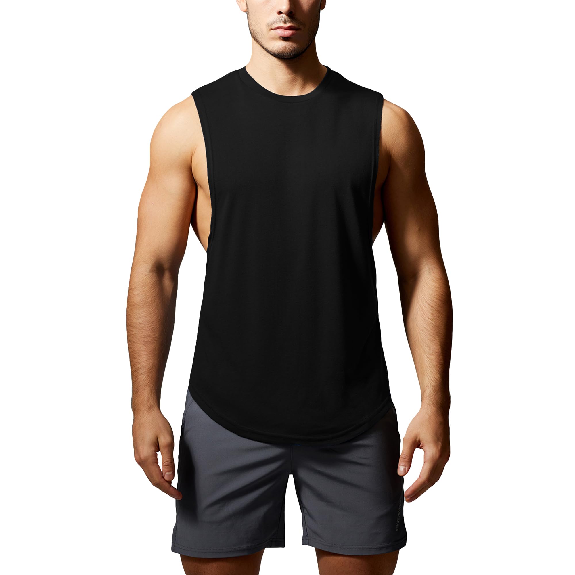 GYM REVOLUTION Men's 5 Pack Workout Tank Tops - Moisture Wicking Fitness Shirts for Gym, Running & Training - Breathable Sleeveless Muscle Shirts for Men