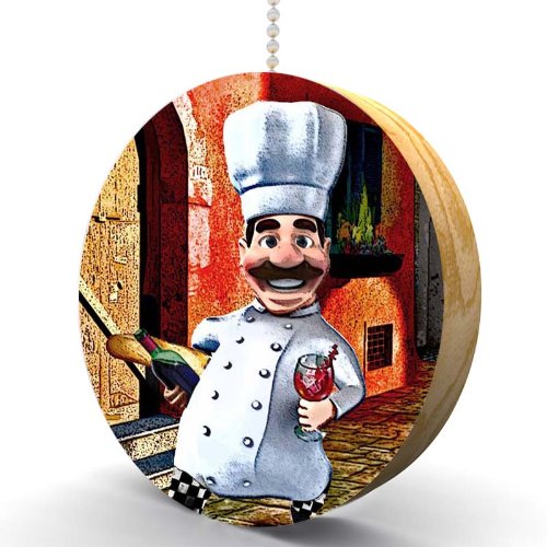 Italian Oak Wine Chef Fan Pull - Kitchen & Bar Decor