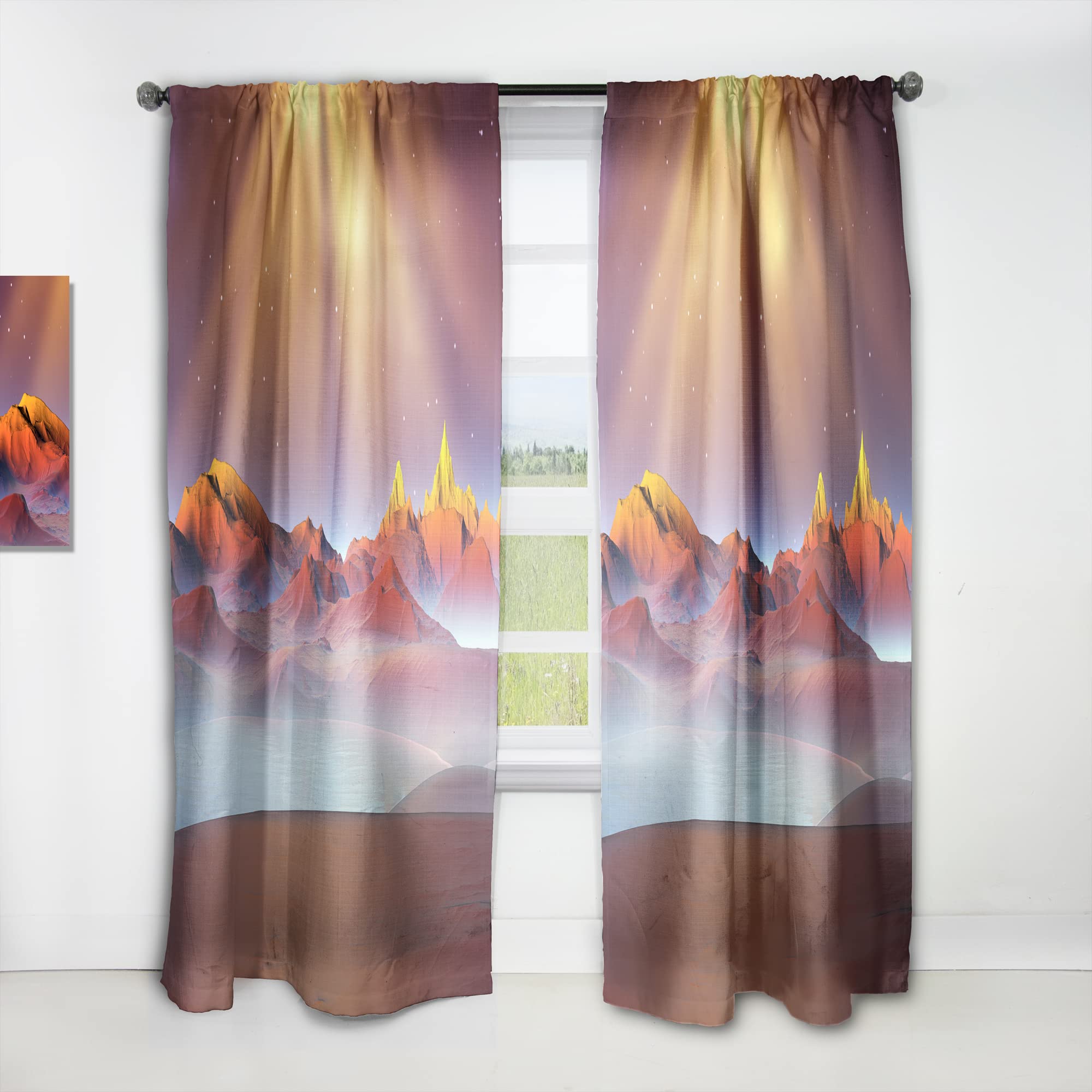 DesignQ 'Alien Landscape at Sunset' Thermal Insulated Curtain Panel - 52x120 Inches - Blackout Drapes for Bedroom & Living Room - Perfect for Home Theater, Nursery & Energy Efficiency