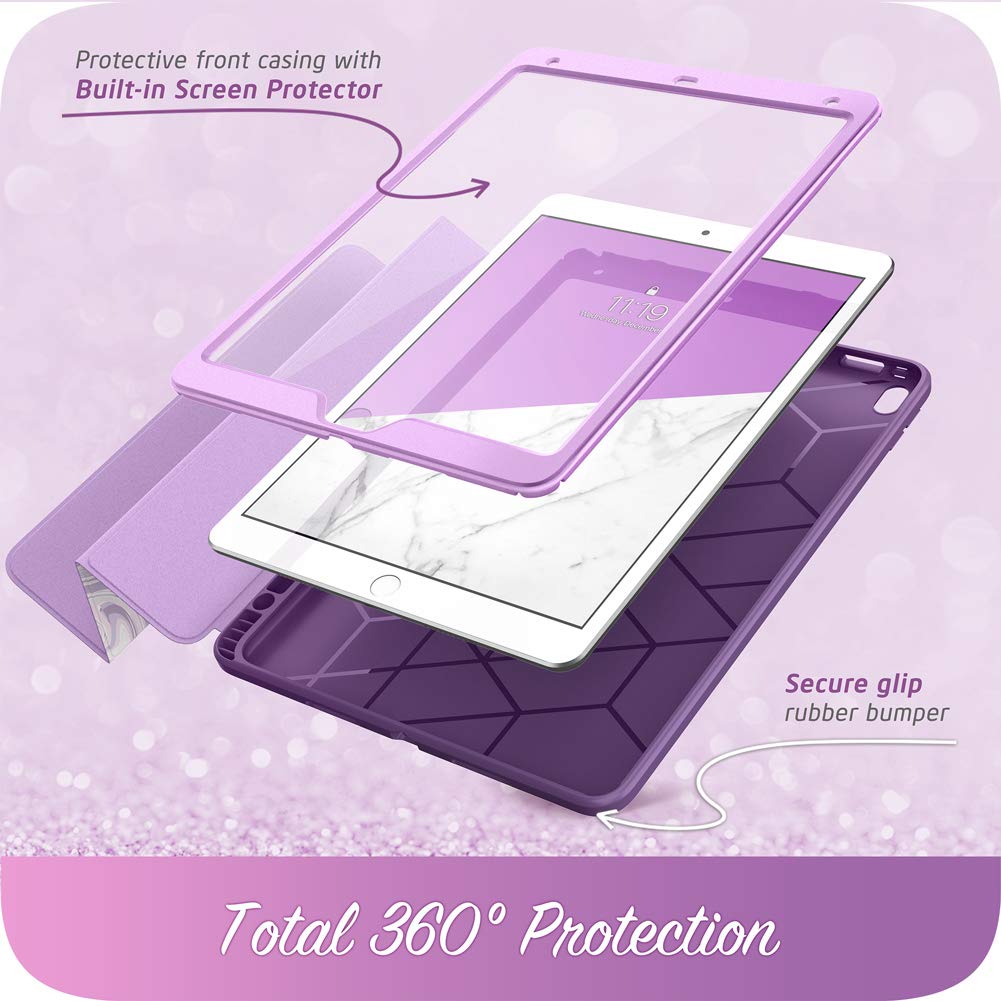 i-Blason Cosmo Case for iPad Air 3 (10.5 inch 2019 3rd Gen) & iPad Pro 10.5 (2017) - Trifold Stand Protective Cover with Built-in Screen Protector, Pencil Holder & Auto Sleep/Wake - Perfect for Work, Travel & School (Amethyst Purple)