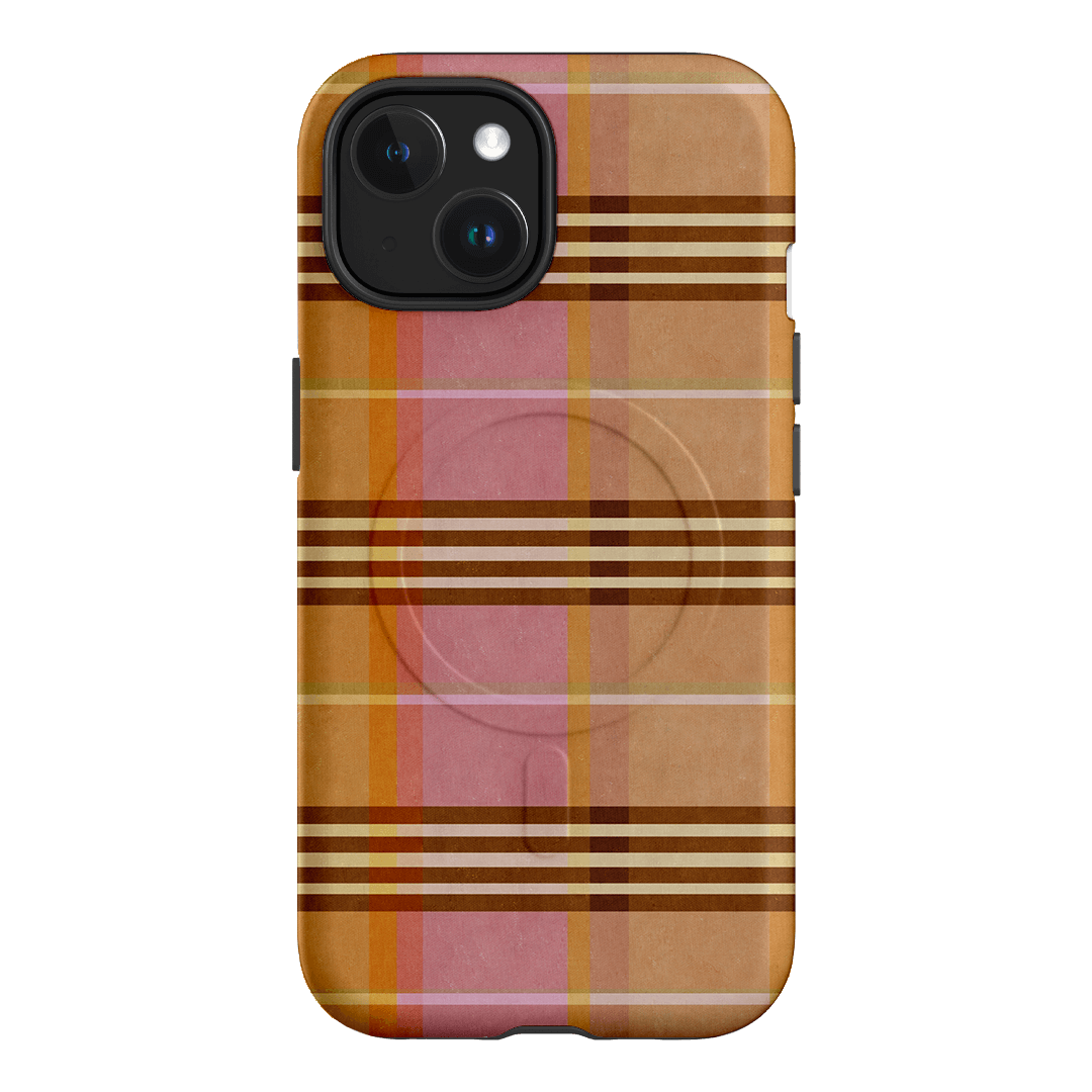 Peachy Plaid Phone Case for iPhone 15/14/13/12/11 Pro Max - Cute Tartan Pattern Protective Cover with Shockproof Design - Perfect for Everyday Use, Travel & Fashion Accessories