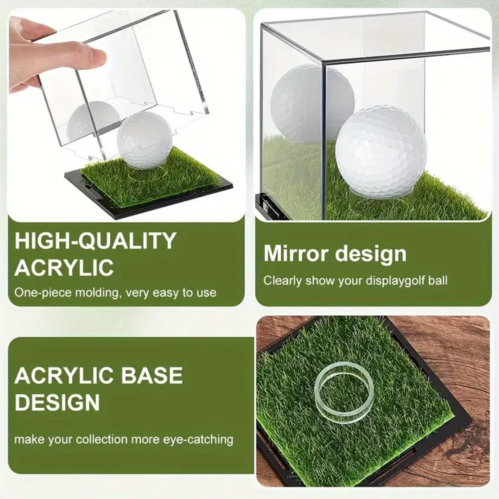 2X Clear Acrylic Golf Ball Display Case - Single Golf Ball Cube Holder with Dust Protection for Collectors & Enthusiasts | Perfect for Home, Office, or Golf Club Showcase