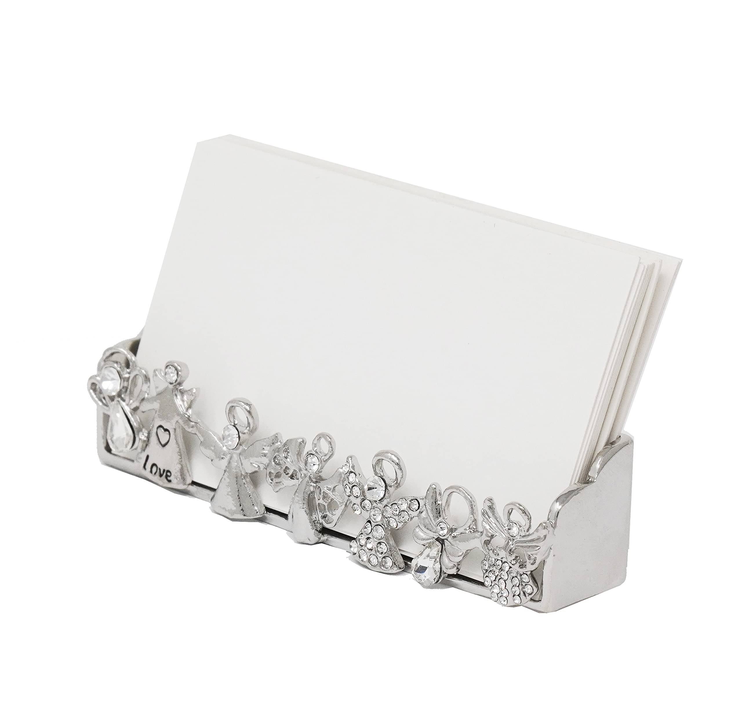 Echomerx Elegant Bejeweled Crystal Business Card Holder Stand for Women - Perfect for Office Desk, Reception & Professional Networking Events