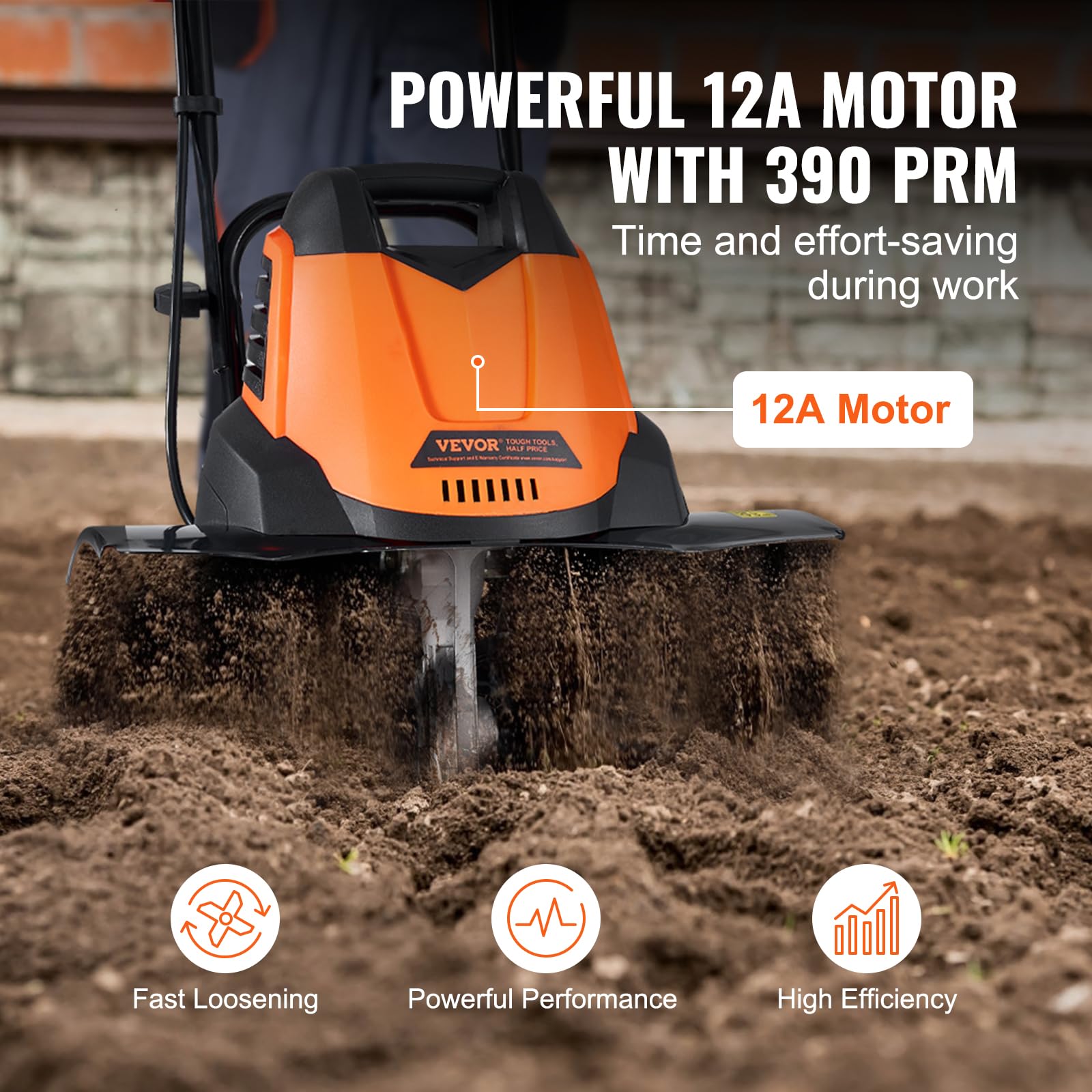 VEVOR 12 Amp Electric Tiller Cultivator - 18