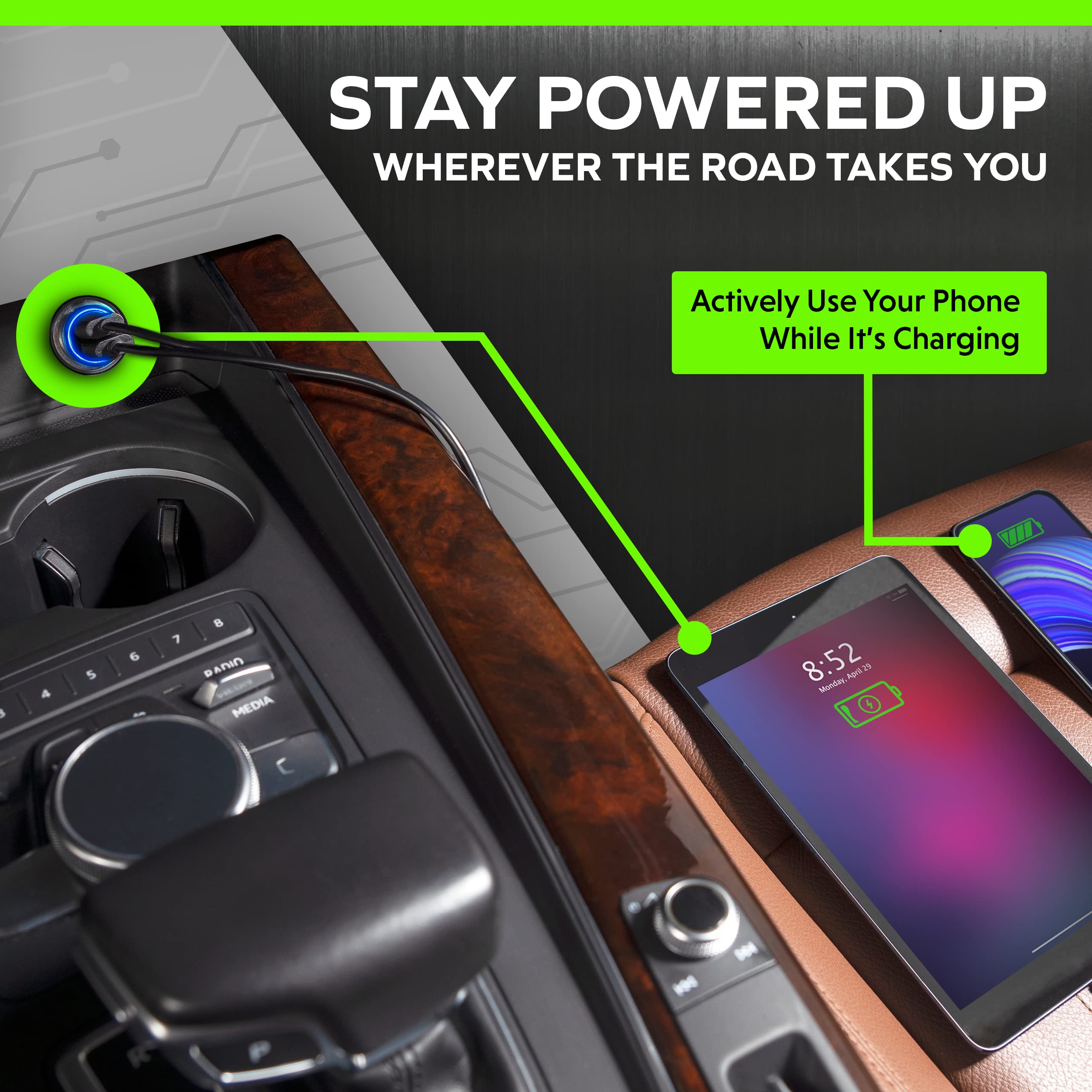 Premium Metal Car Charger Adapter with Dual USB Ports & Fast Charging - Compatible with iPhone, iPad, Samsung Galaxy - Perfect for Road Trips, Commuting & Travel Accessories