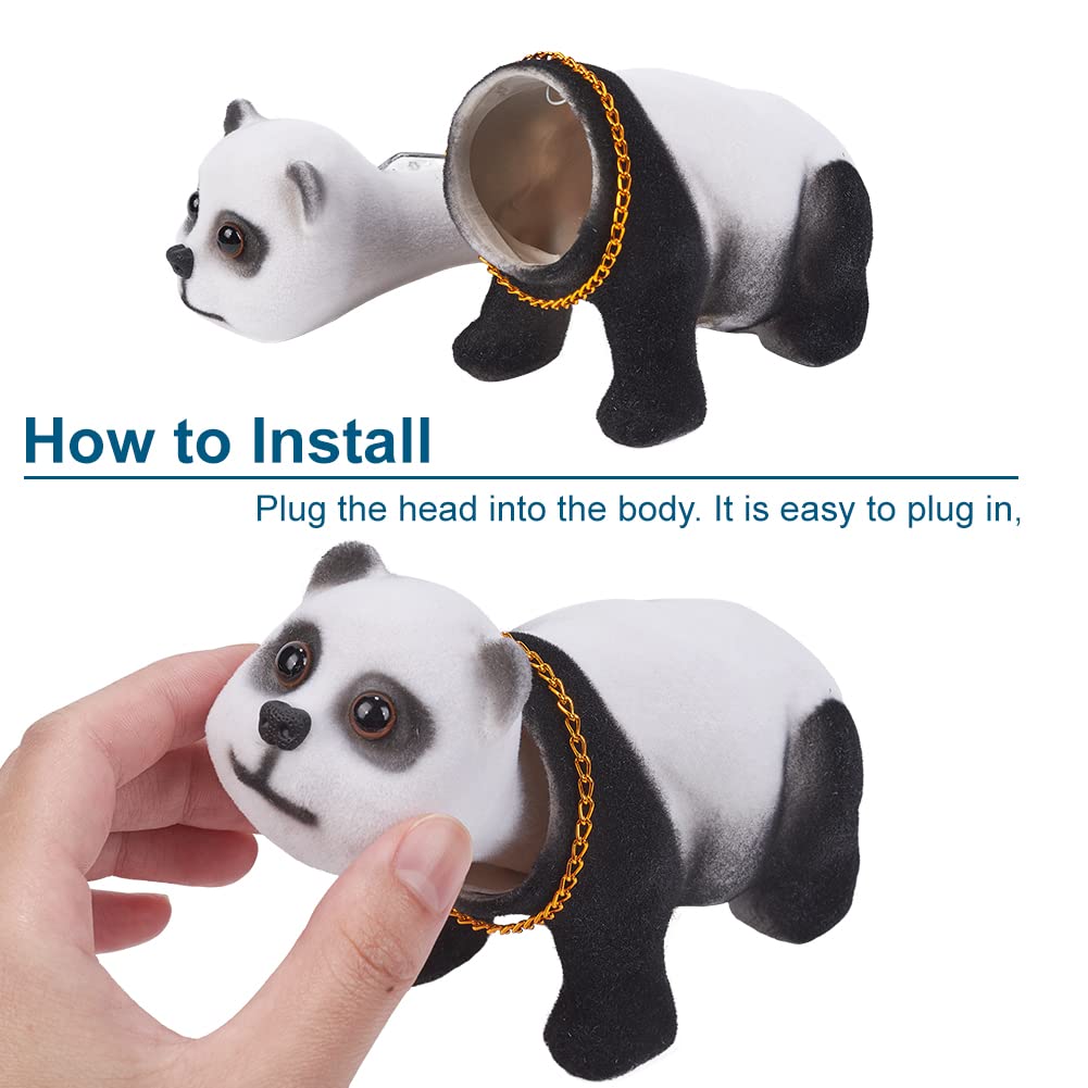 Lucky Panda Bobble Head Figurine - Cute Nodding Panda Car Dashboard Ornament for Vehicle Decoration | Perfect for Car, Office Desk, and Home Decor Gifts