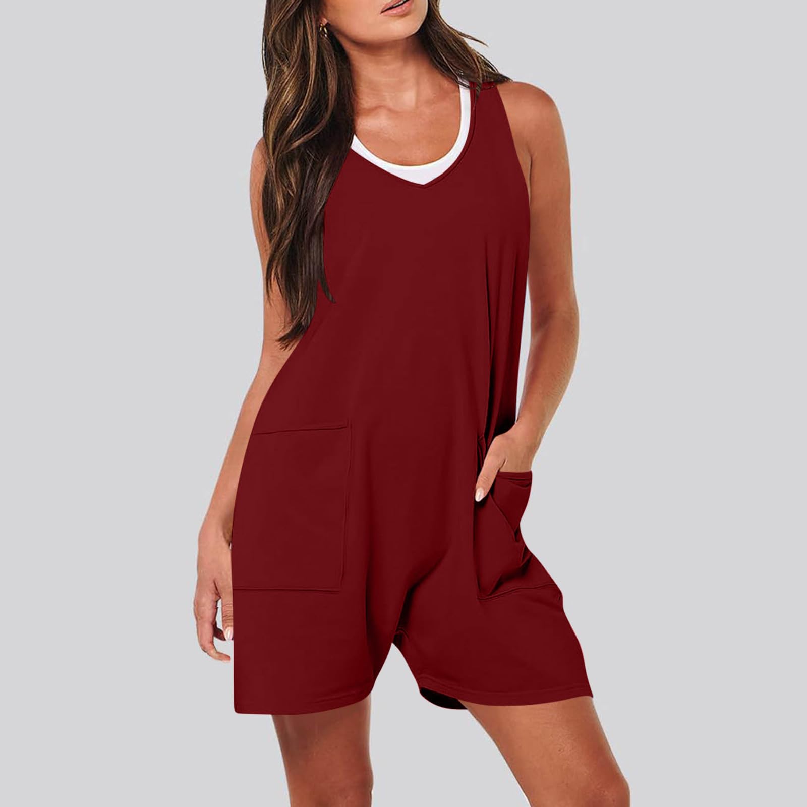 Women's Casual Rompers 2024 - Summer Loose Overalls with Pockets | Comfy Outfit for Beach & Travel
