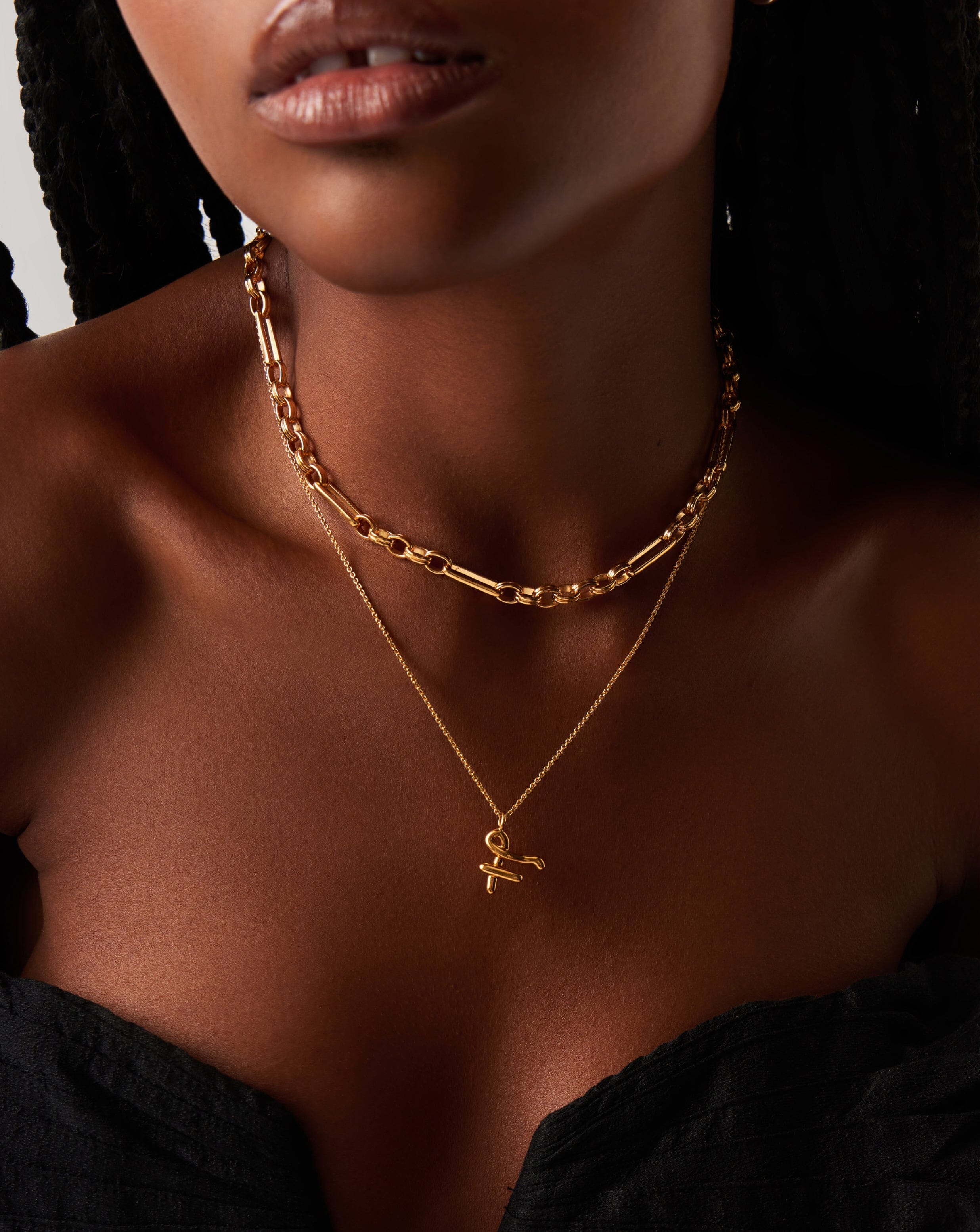 Curly Molten Initial Pendant Necklace - Personalized 18k Gold Vermeil Jewelry for Women | Gift for Her, Birthday, Anniversary, Valentine's Day