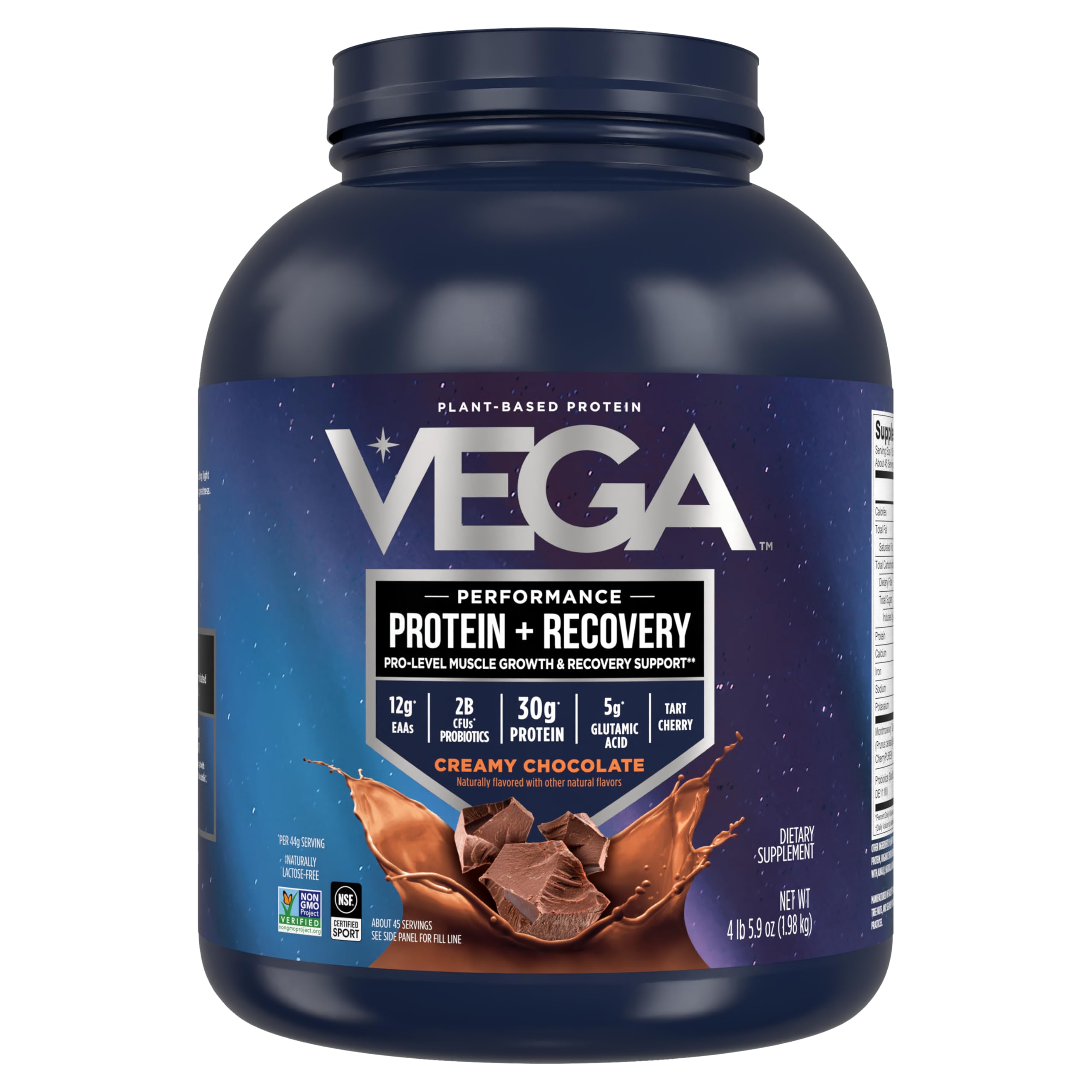 Vega Sport Premium Vegan Protein Powder - Chocolate Flavor (45 Servings, 4lbs 5.9oz) | 30g Plant-Based Protein, 5g BCAAs | Dairy-Free, Gluten-Free, Non-GMO Pea Protein for Men & Women | Ideal for Post-Workout Recovery, Muscle Building & Healthy Lifestyle (Packaging May Vary)