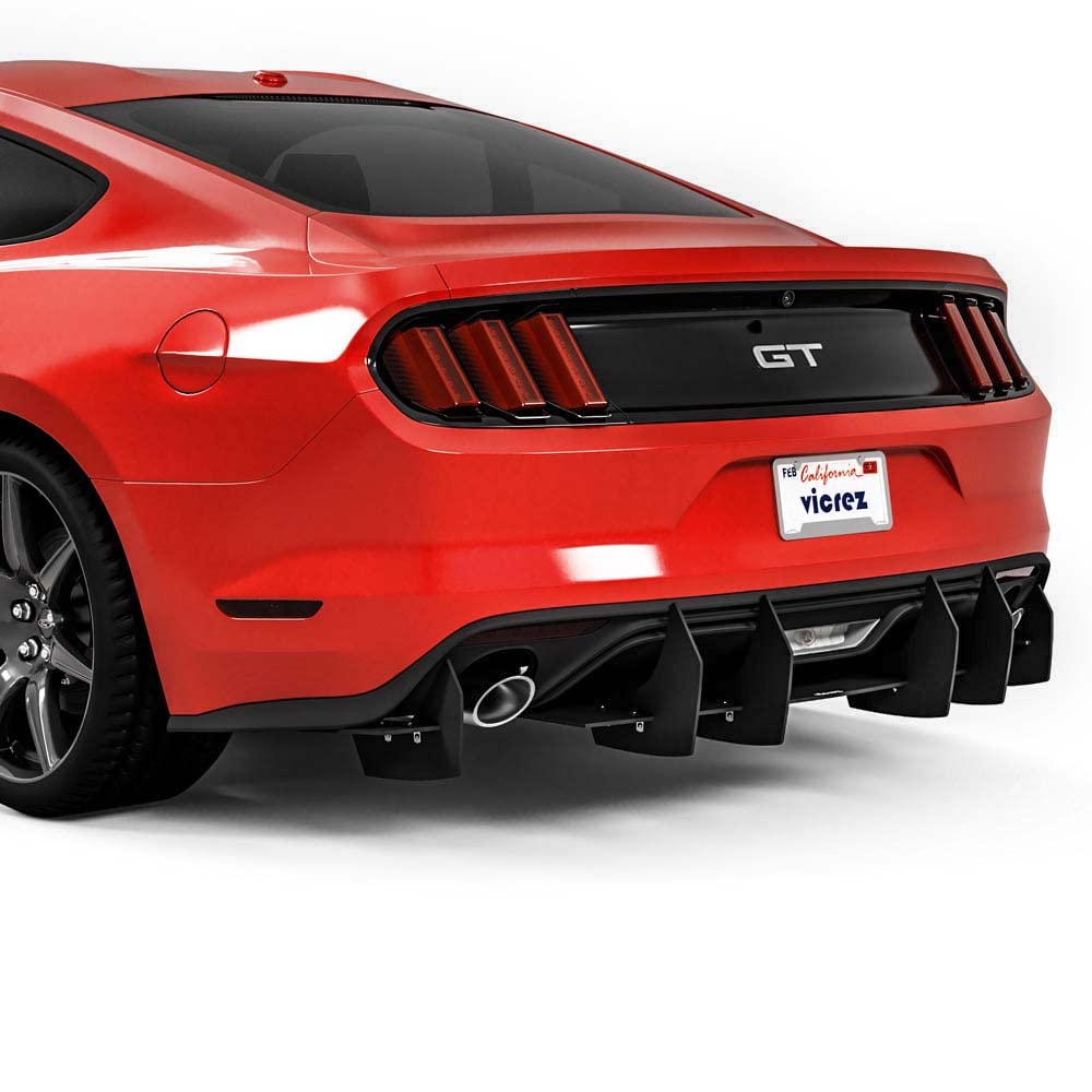 Vicrez Centa VR2 Rear Diffuser vz102308 for Ford Mustang 2015-2017 - Carbon Fiber Spoiler Upgrade for Enhanced Aerodynamics & Sporty Look | Perfect for Track Racing & Car Shows