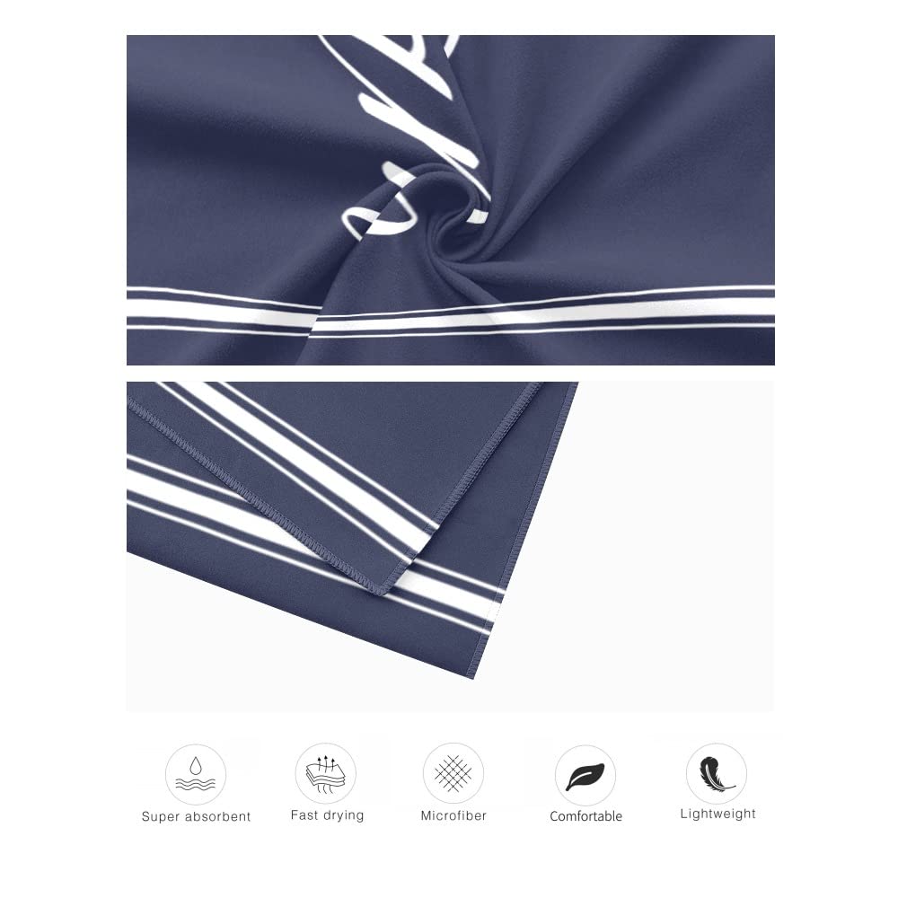 Custom Personalized Beach Towels for Men & Adults - Quick Dry Duck Blue Towel with Name - Perfect for Pool, Beach, Vacation & Summer Gifts