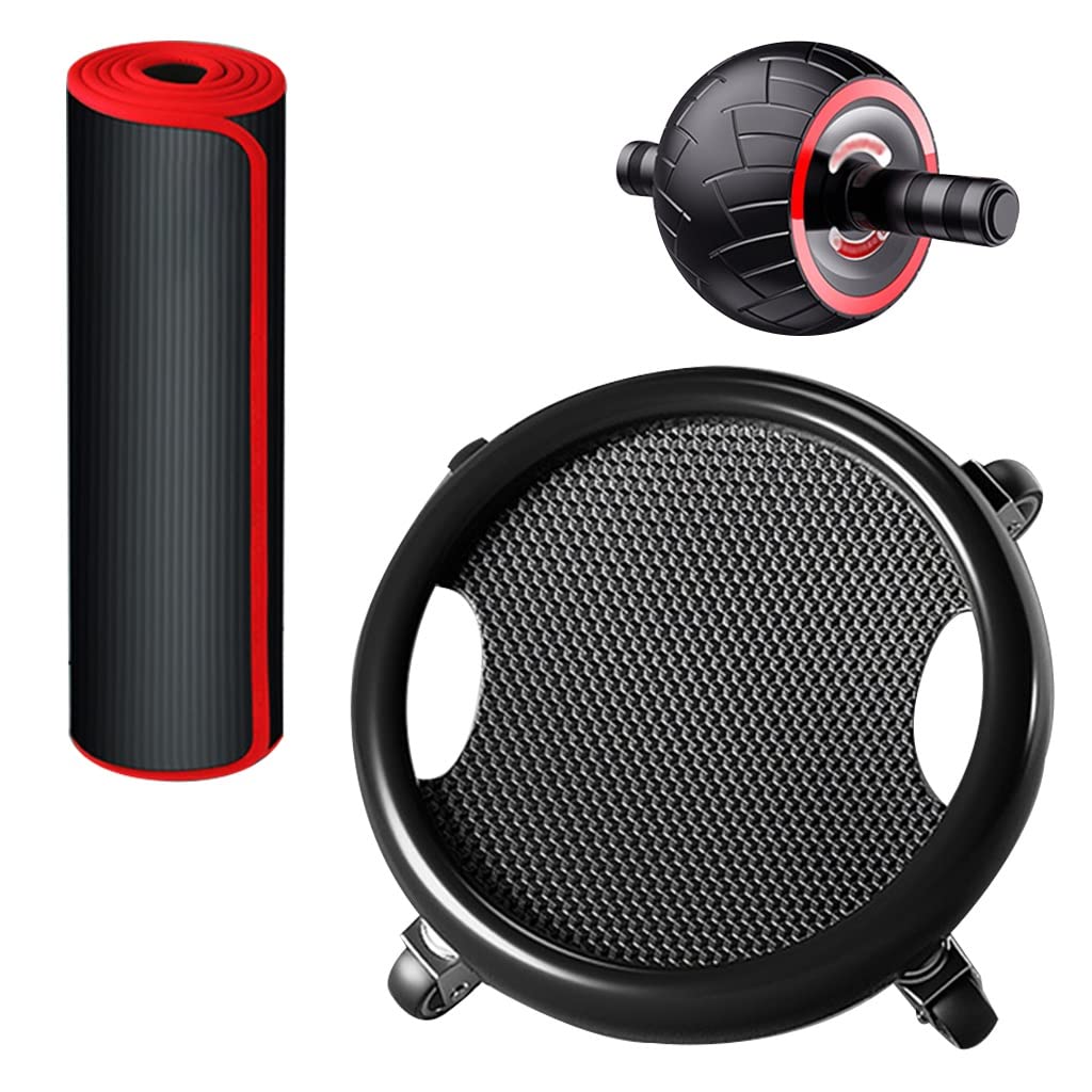 TRB Ab Roller Wheel with Yoga Mat - Core Workout Equipment for Abs & Strength Training - Home Gym Fitness Gear for Men & Women - Perfect for Yoga, Pilates & Home Workouts (Black)