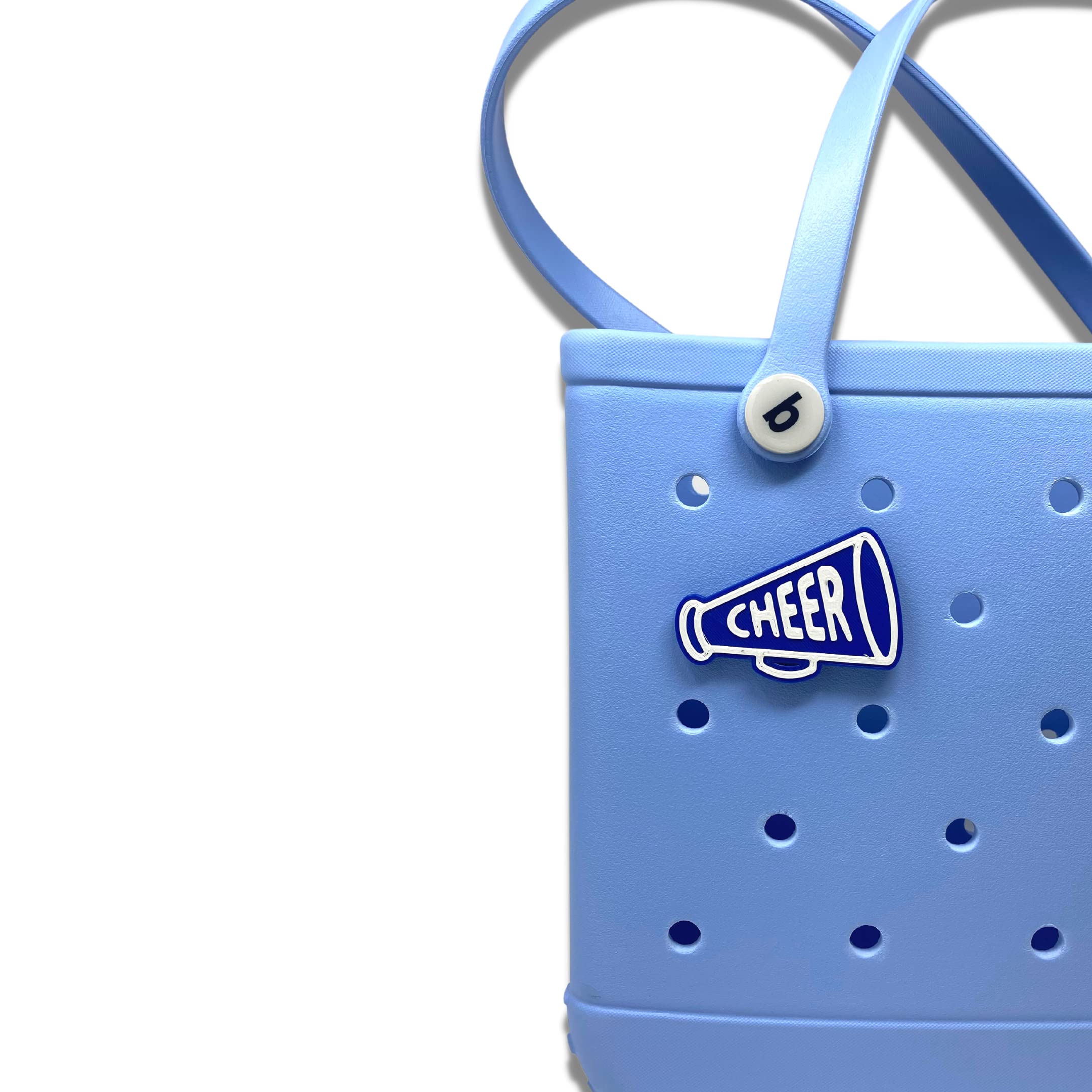 BOGLETS - Blue Megaphone Cheerleading Charm for Bogg Bags & Totes | Decorative Accessory Compatible with Bogg Bags | Perfect for Cheerleading Games, Beach Trips & School Events