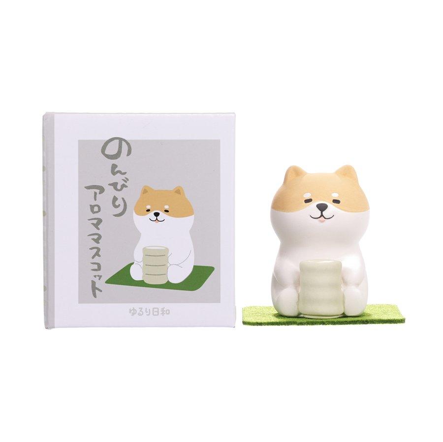 DECOLE Sit Back Aroma Mascot Shiba (52g) - Cute Japanese Dog Plush with Relaxing Scent - Perfect for Home Decor, Office Desk & Stress Relief Gift