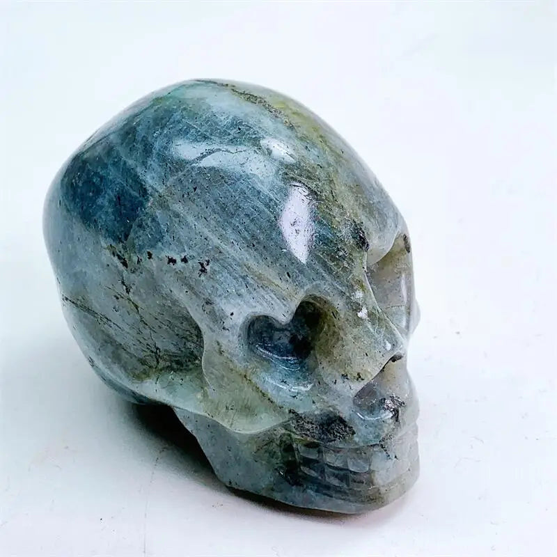 7CM Natural Labradorite Stone Heart Eye Skull Crystal Hand Carved Statue - Reiki Healing, Spiritual Decor, Halloween Gift (1PC) - Perfect for Meditation Spaces, Altars & Gothic Home Decor