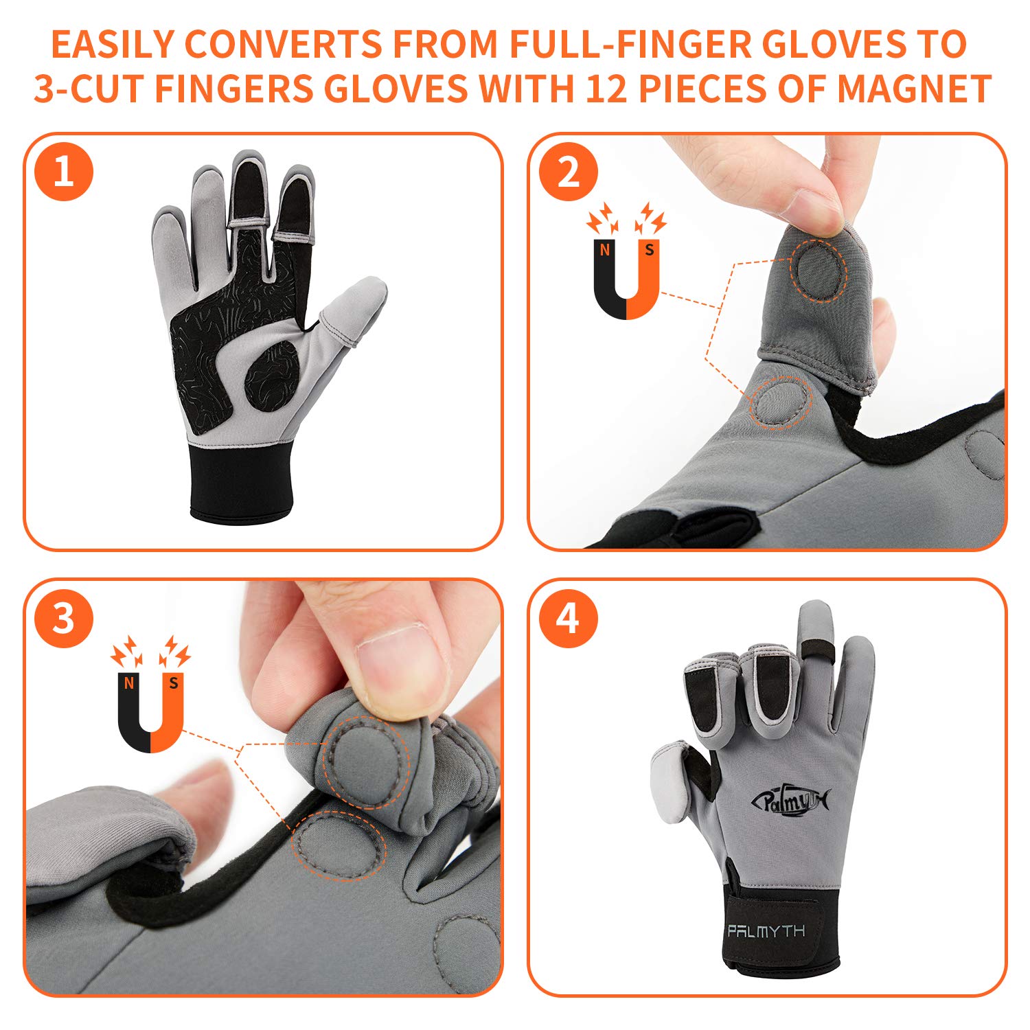 **Palmyth Flexible Fishing Gloves - Warm & Waterproof Cold Weather Gloves for Men & Women - Ideal for Ice Fishing, Fly Fishing, Photography, Motorcycling, Running, Shooting & Hiking**