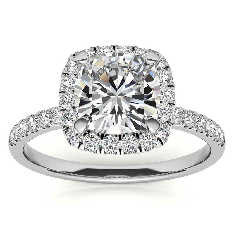 1.40 Carat Cushion Cut Moissanite Engagement Ring for Women, Wedding Band, Solitaire Halo Bridal Set in Sterling Silver - Perfect for Proposals, Anniversaries & Romantic Gifts