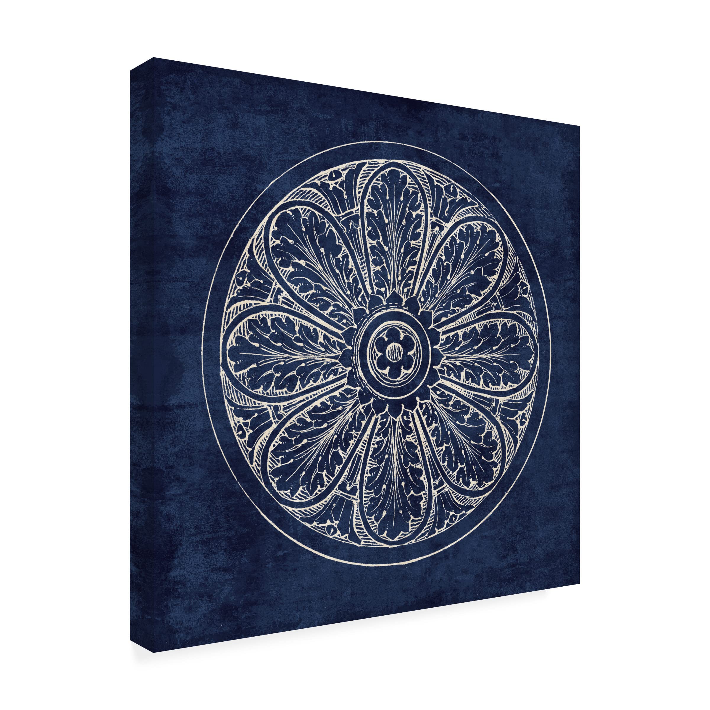 Trademark Fine Art 'Rosette VIII Indigo' Canvas Wall Art Print by Wild Apple - Modern Home Decor for Living Room, Bedroom & Office