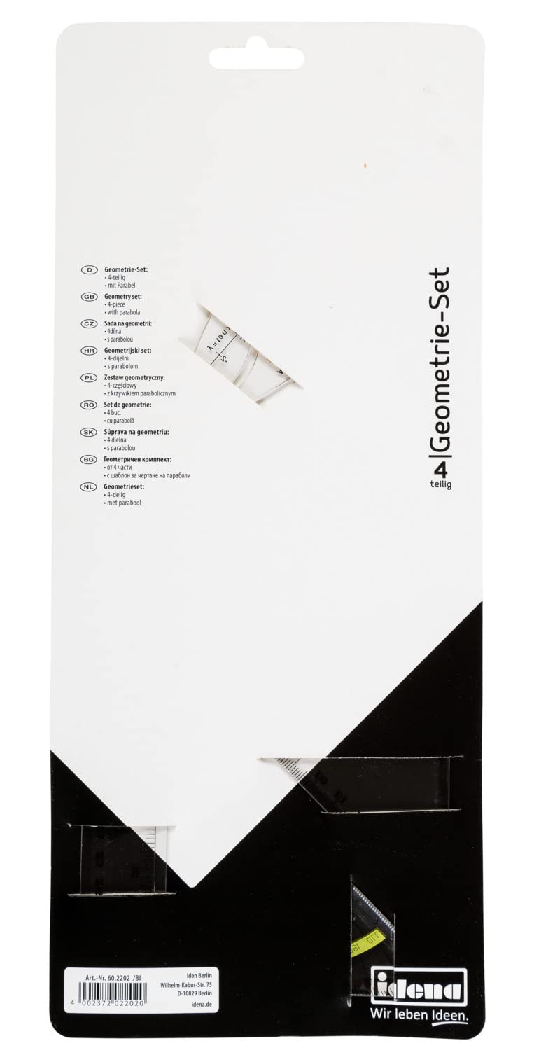 4-Piece Geometry Set Square Kit - Perfect for Students, Engineers & Architects - Ideal for Math Class, Drafting & Technical Drawing