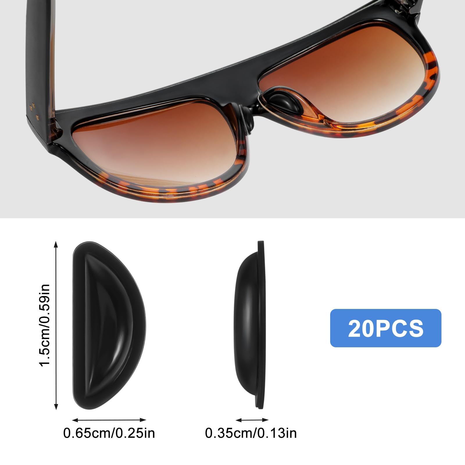 10 Pairs Black Silicone Non-Slip Eyeglass Nose Pads - Adhesive Replacement Nose Grips for Glasses & Sunglasses - Perfect for Comfort, Secure Fit and All-Day Wear