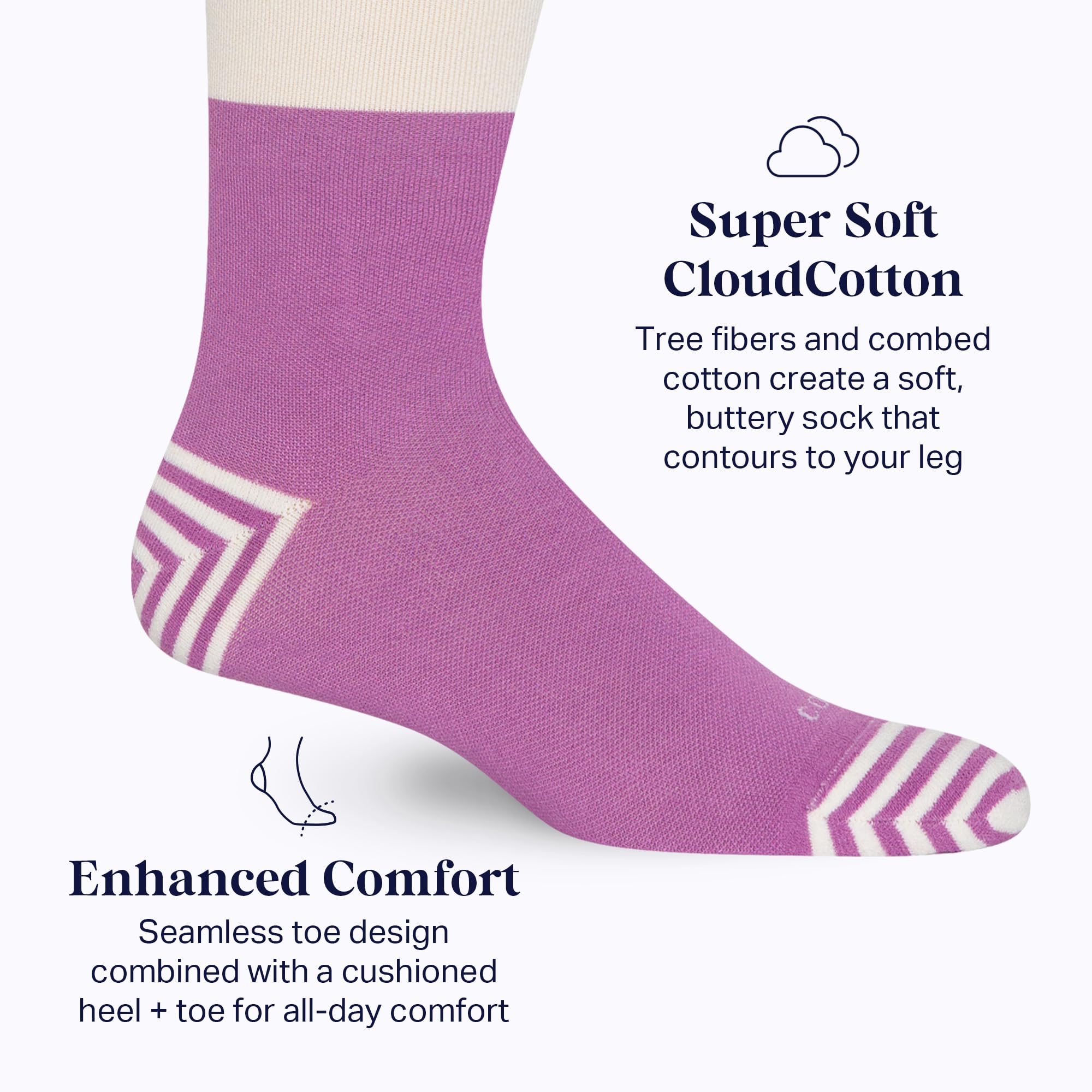 Comrad CloudCotton Knee High Compression Socks 15-20mmHg - Breathable Combed Cotton Support Socks for Women & Men - Perfect for Running, Travel & Circulation Support