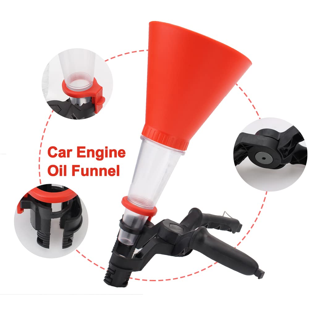 Adjustable Engine Oil Filling Funnel Tool for Cars & Motorcycles - Quick Gasoline & Oil Refueling Kit with Spout (Set A) - Perfect for DIY Oil Changes, Garage Maintenance & Emergency Fuel Refills