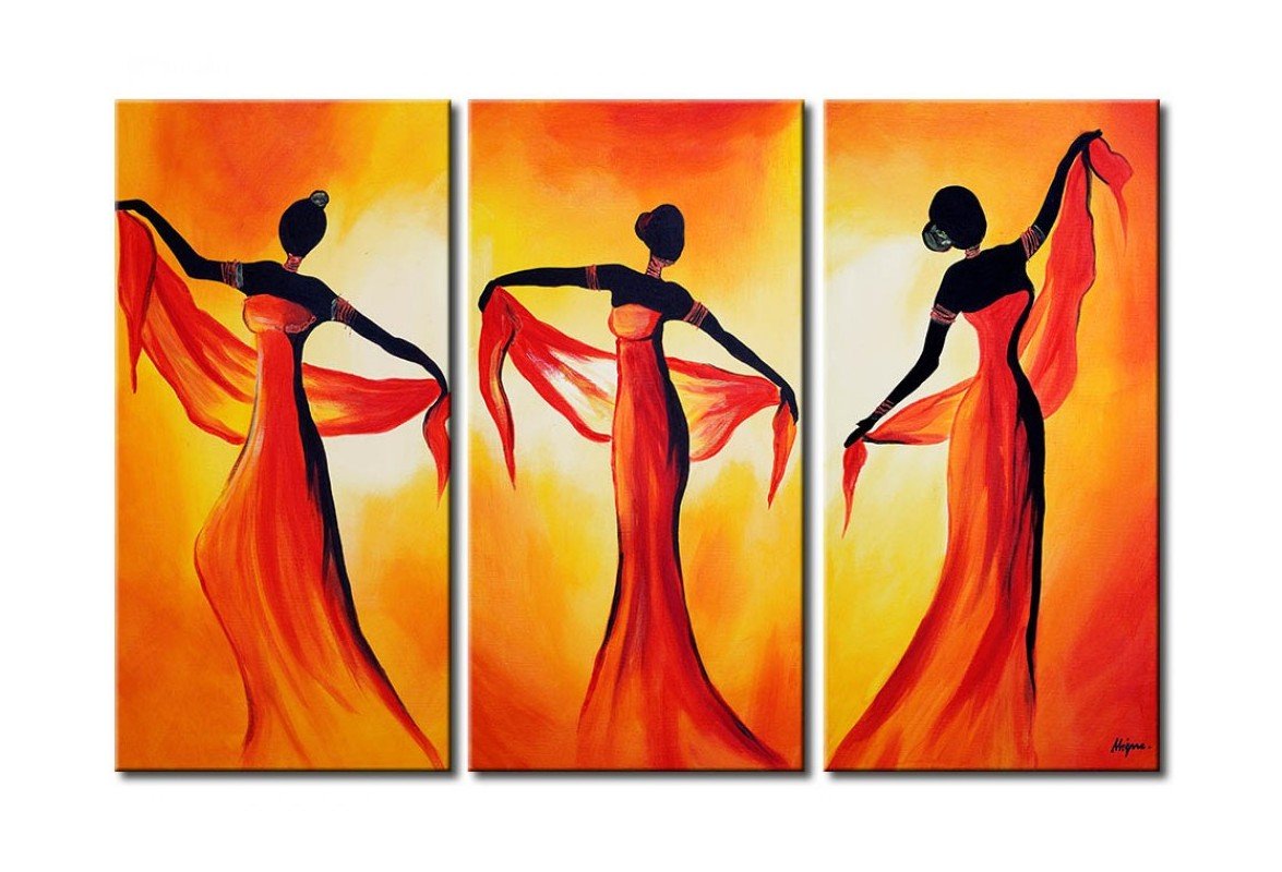 African Woman Canvas Painting - Large Acrylic Wall Art for Living Room Decor | Handmade African Artwork | Perfect for Home & Office Decoration