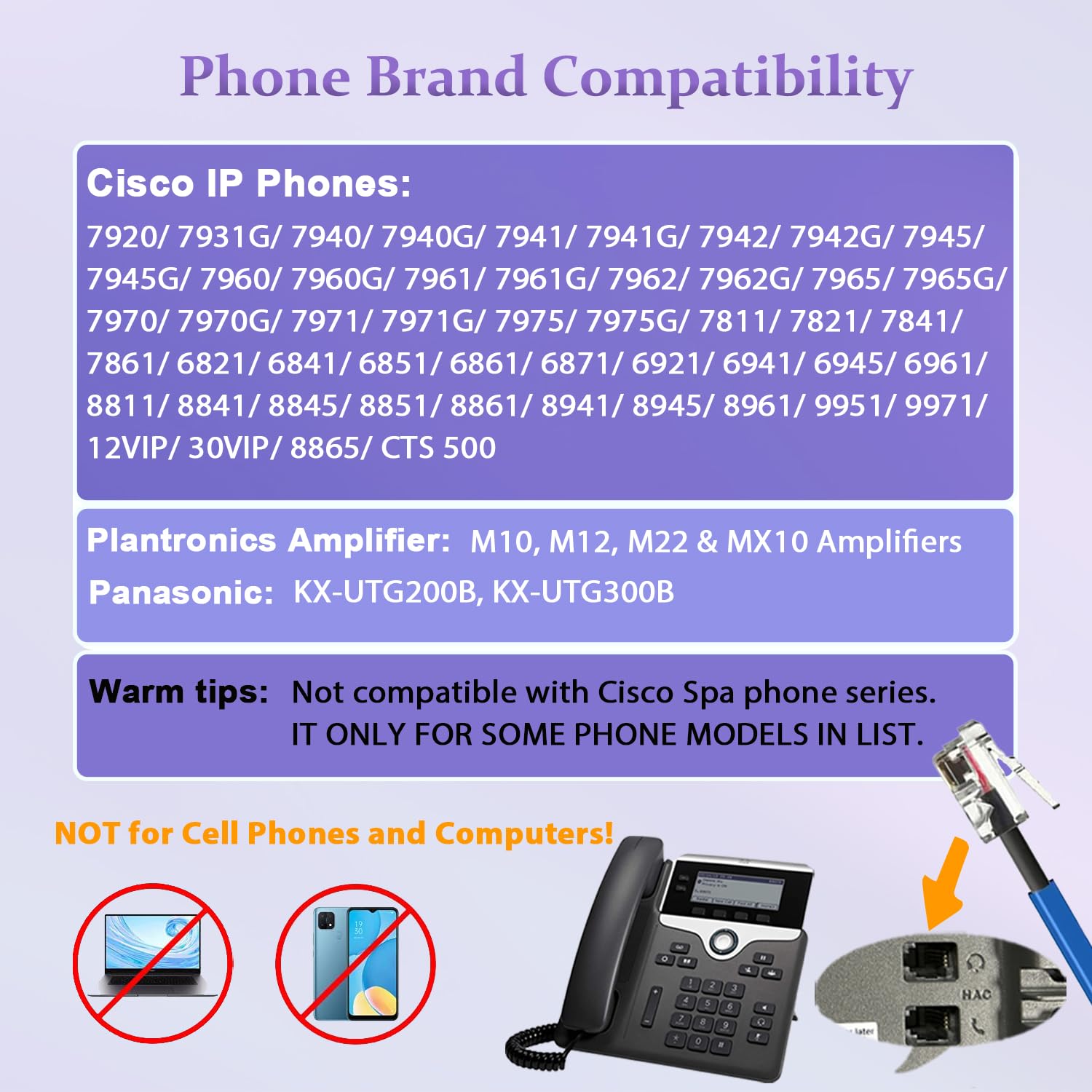 Callez RJ9 Phone Headset with Noise Cancelling Microphone & Mute Switch - Compatible with Cisco 8851, 8845, 8841, 8811, 7965, 7962, 7945, 7941, 7841, 7821, 6941, 6851 & Plantronics M12 - Wired Office Headset for Landline Phones - Perfect for Call Centers, Customer Service & Business Communications