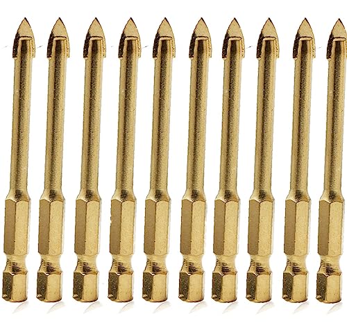 10pcs 6mm Masonry Drill Bit Set - Carbide Tipped Tungsten Spear Head for Tile, Glass, Ceramic, Brick & Wood - Perfect for DIY Home Projects, Wall Mounting & Craft Work