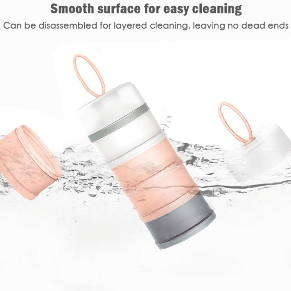 **Baby Formula Dispenser - 4 Layer Portable & Stackable Powder Container for Travel - BPA Free - Perfect for Milk Powder, Protein Powder, Nuts & Small Fruits - Ideal for On-the-Go Feeding, Gym & Snack Storage**